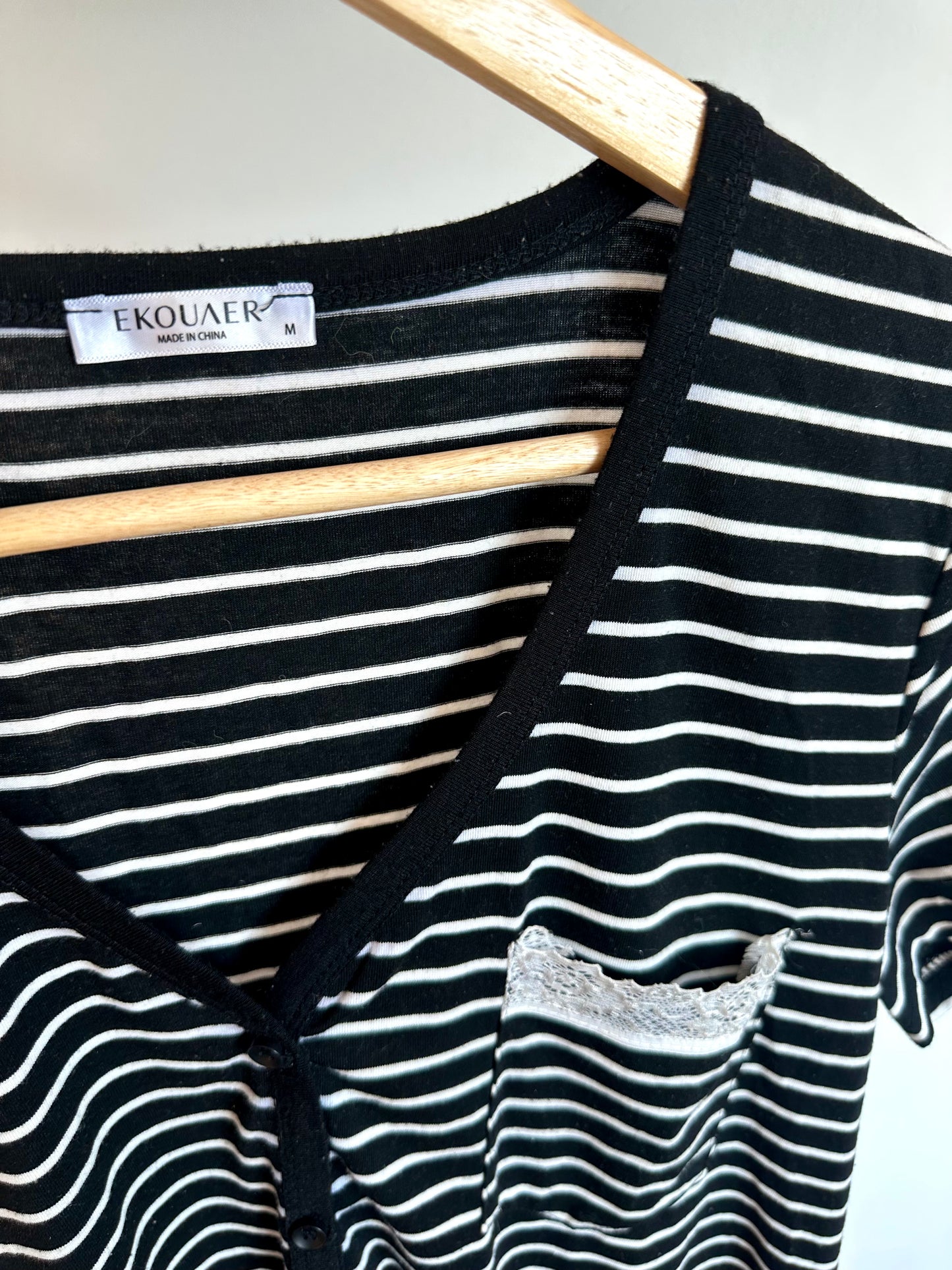 Labor Gown Striped Maternity Dress / M