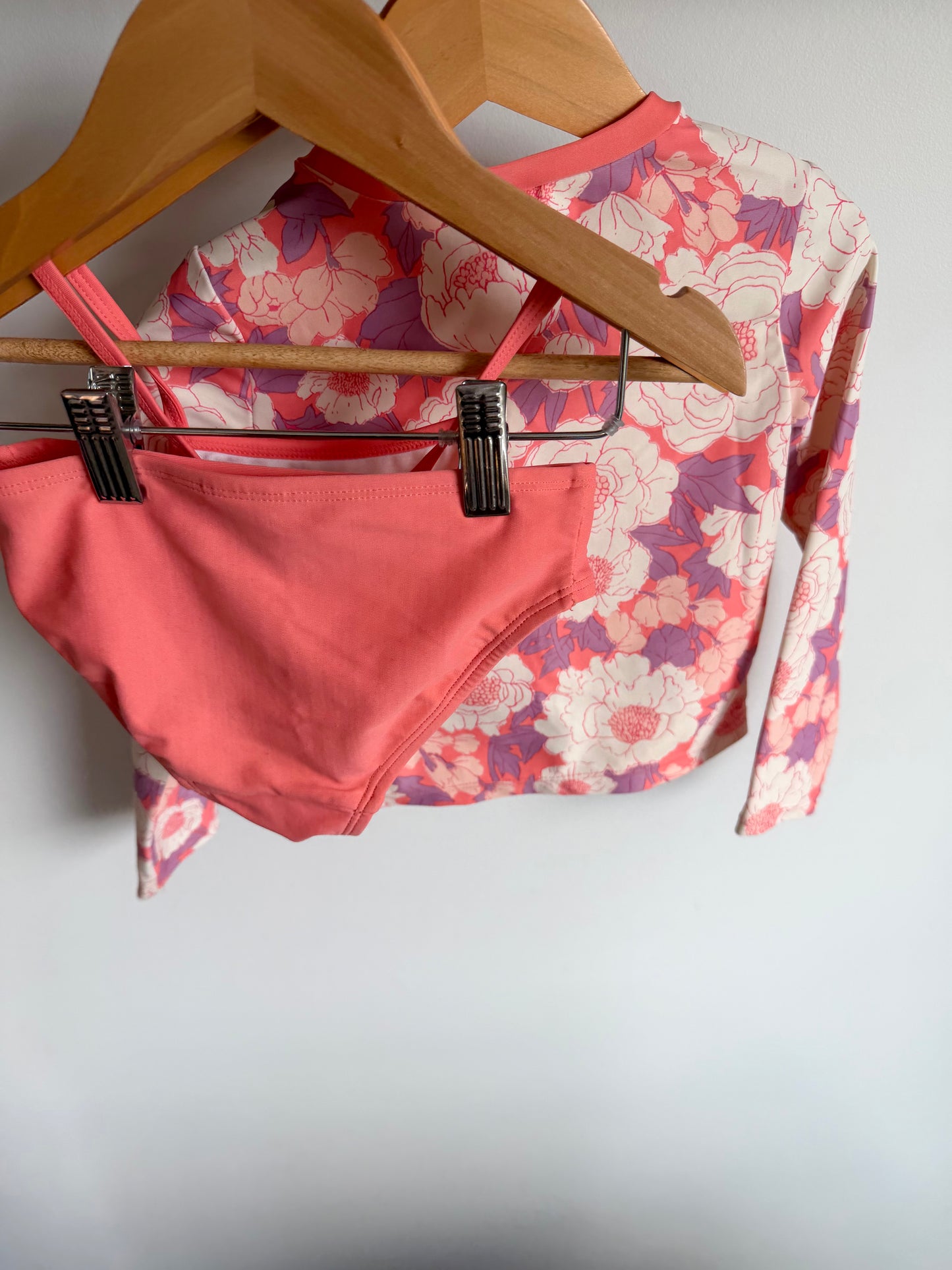 Floral Coral Three Piece Swim Suit / 3T