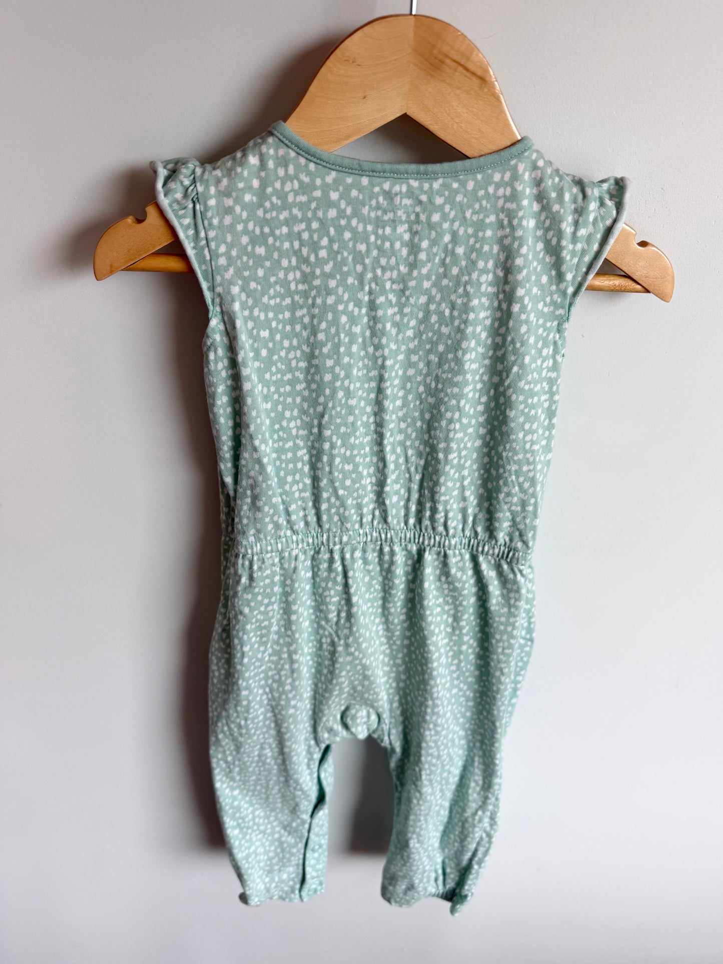 Sleeveless Green Spotted Heart Jumpsuit / 18m