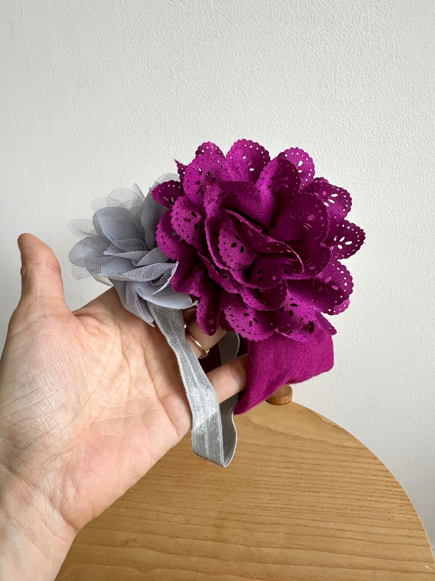 Fuchsia + Grey Headbands / 6m?