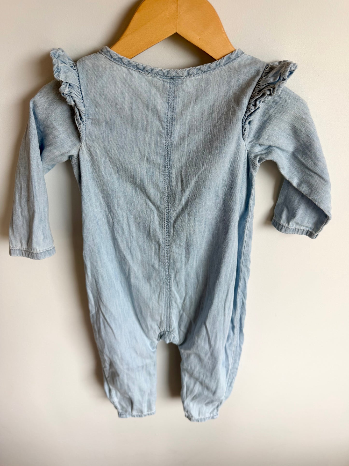 Gap Long Sleeve Denim Heart Pocket Jumpsuit / 12-18m