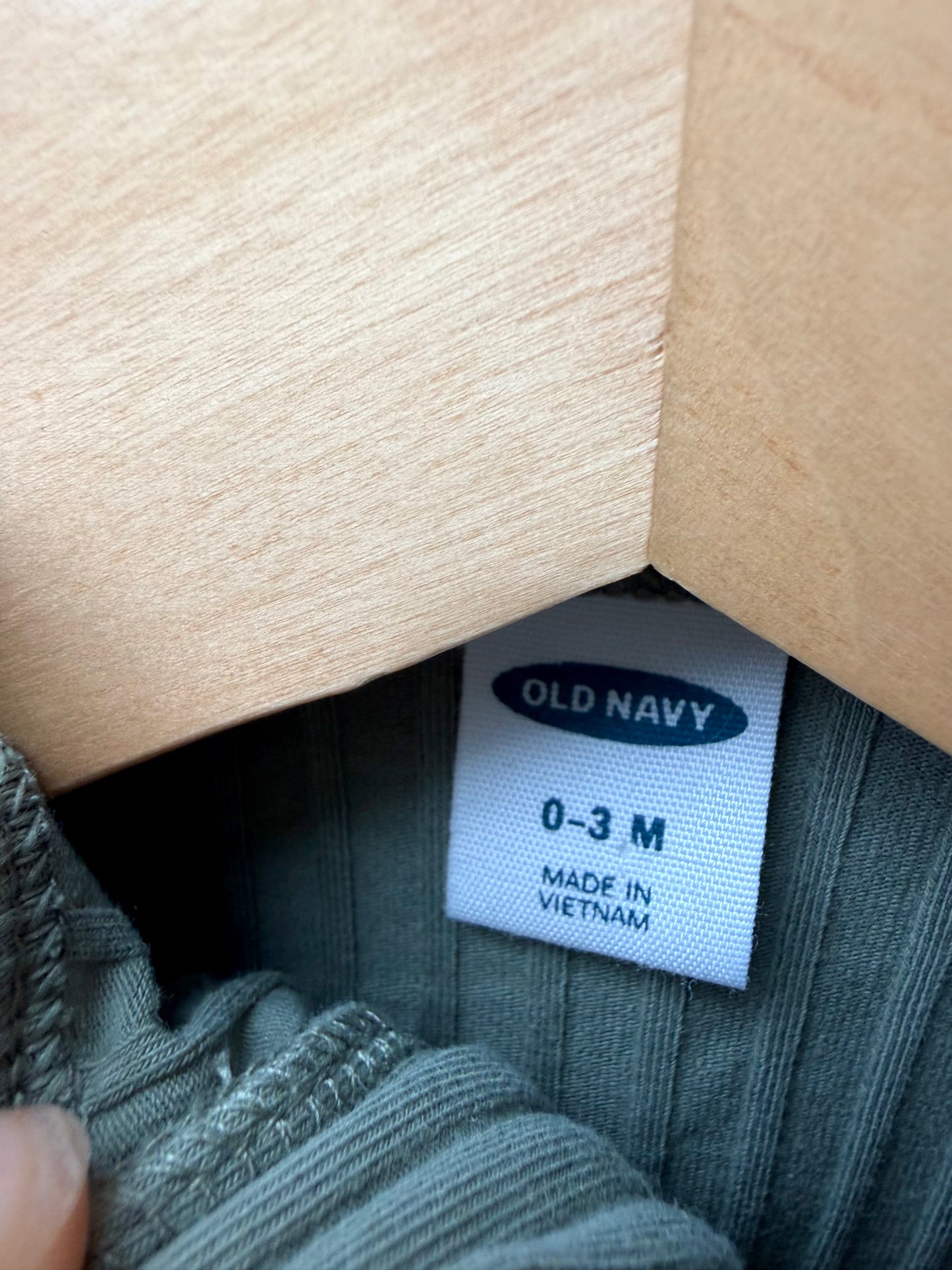 Olive Ribbed Footed Sleeper / 0-3m