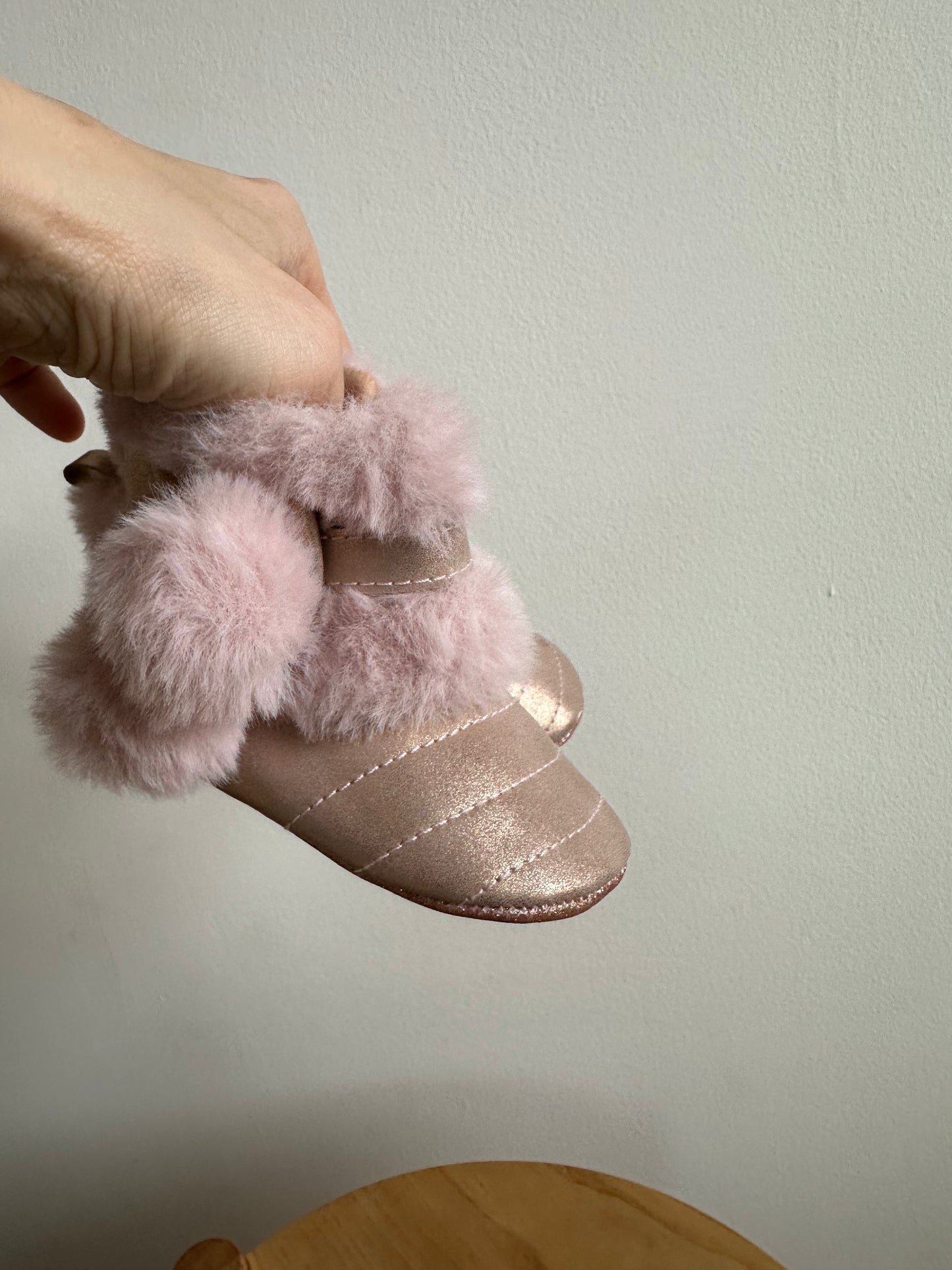 Shiny Pink Pom Pom Shoes / Size 3 Infant