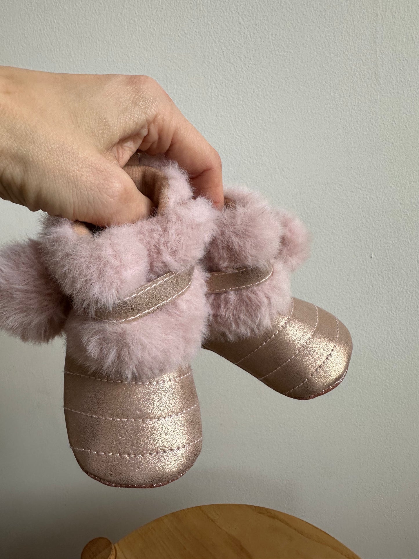 Shiny Pink Pom Pom Shoes / Size 3 Infant