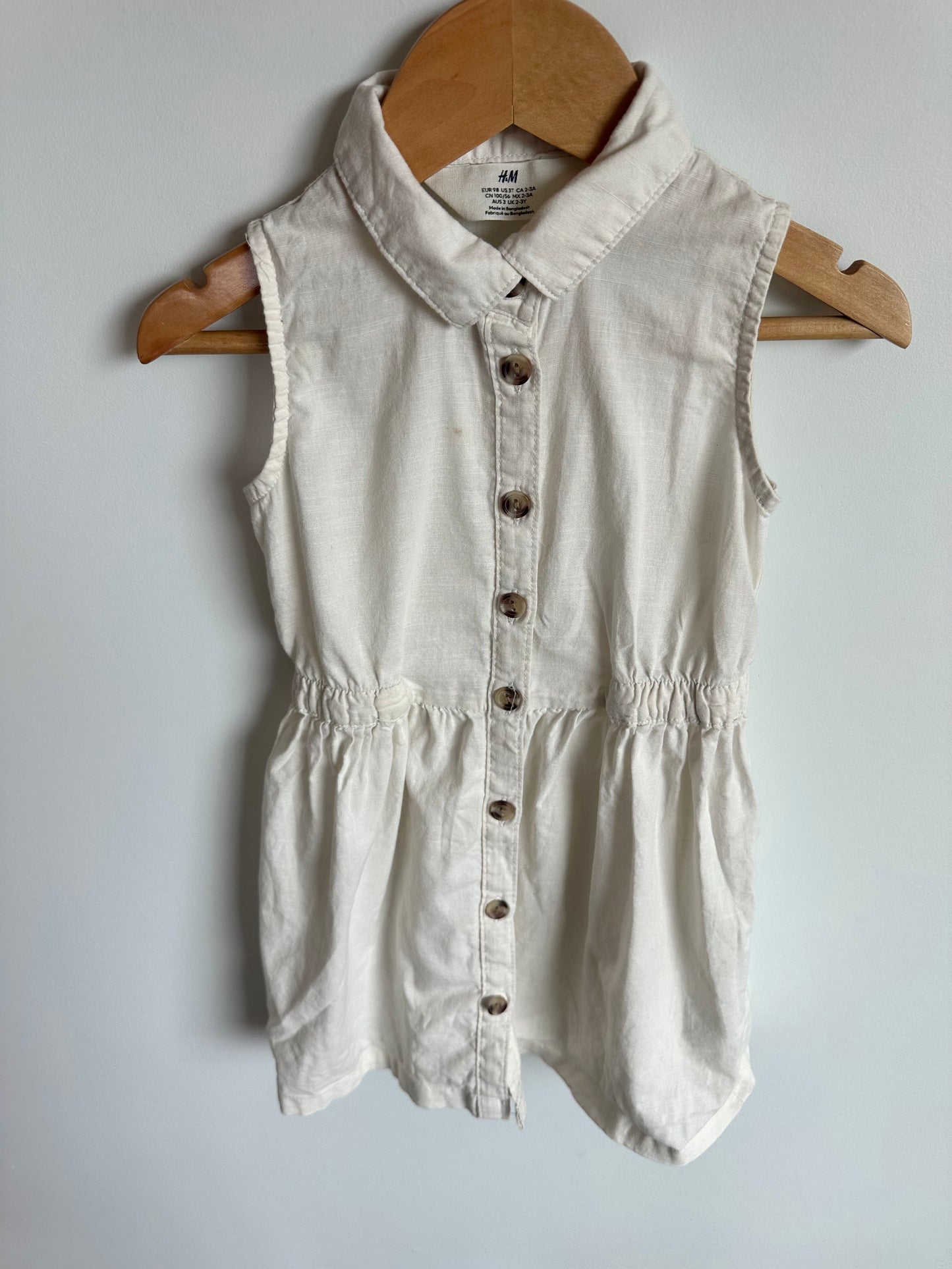 H&M White Collared Dress (PLAY) / 3T