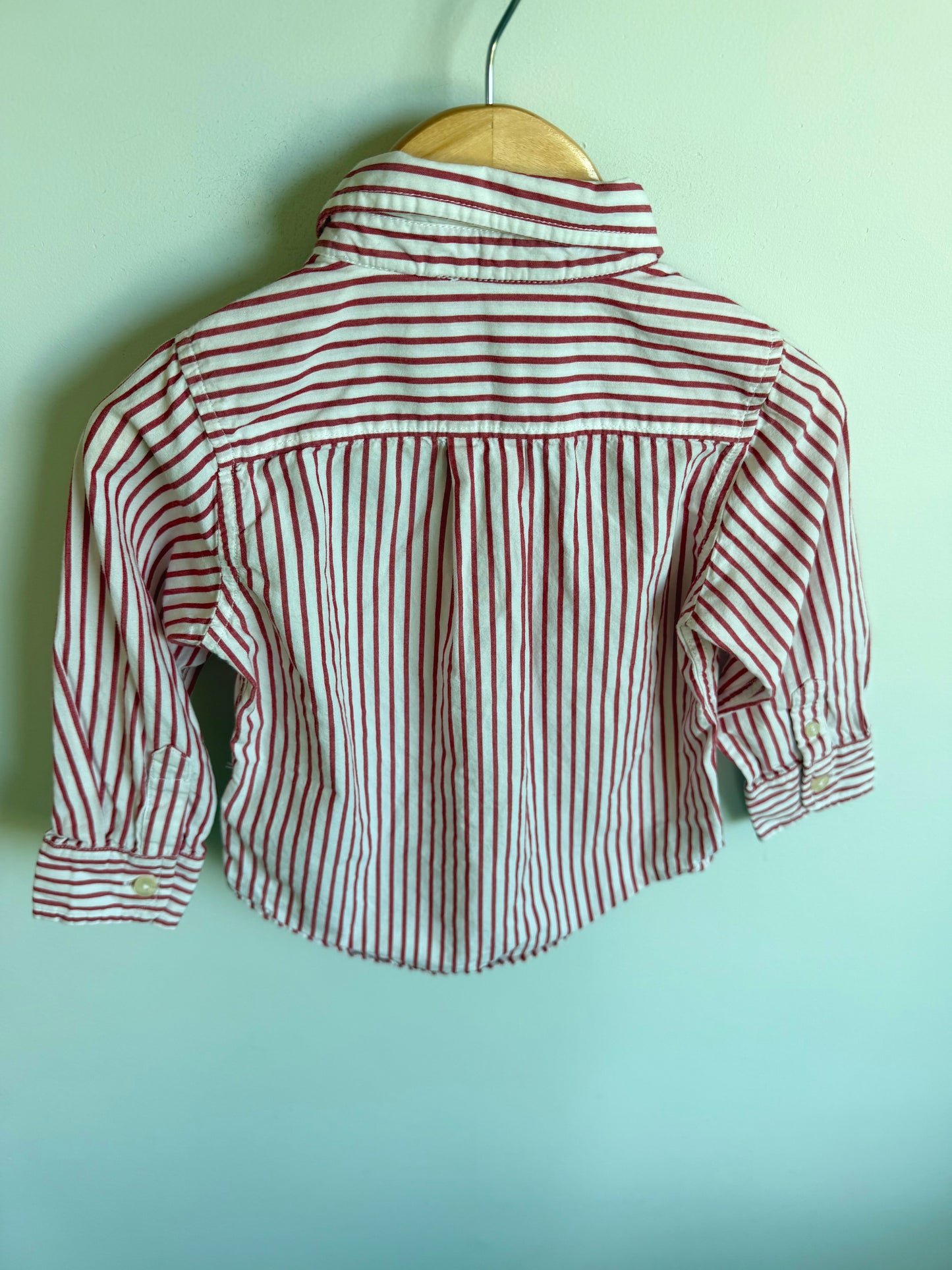 Red Striped Button Up Top / 2T