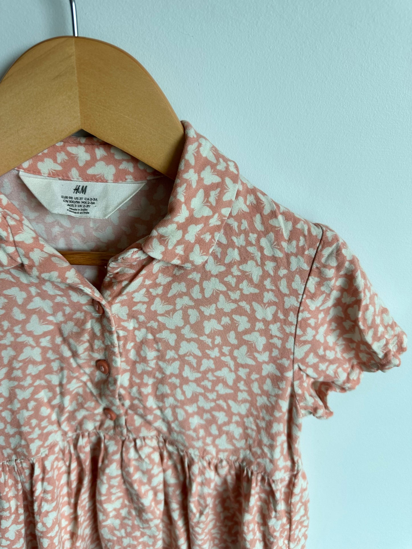 H&M Pink Butterfly Short Dress / 3T