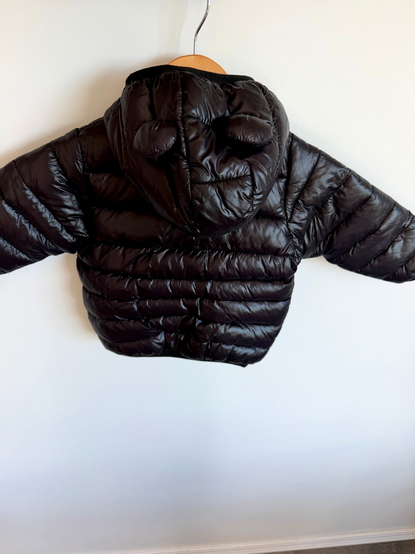 Black Hooded Puffer Jacket / 12m