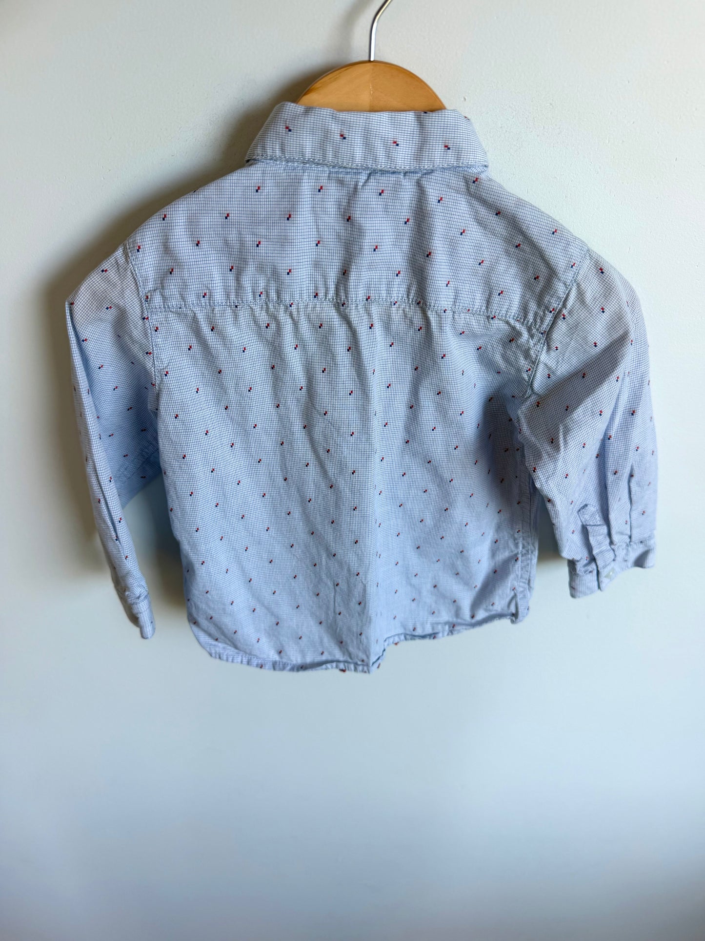 Mayoral Red + Blue Pattern Button Up Top / 12m