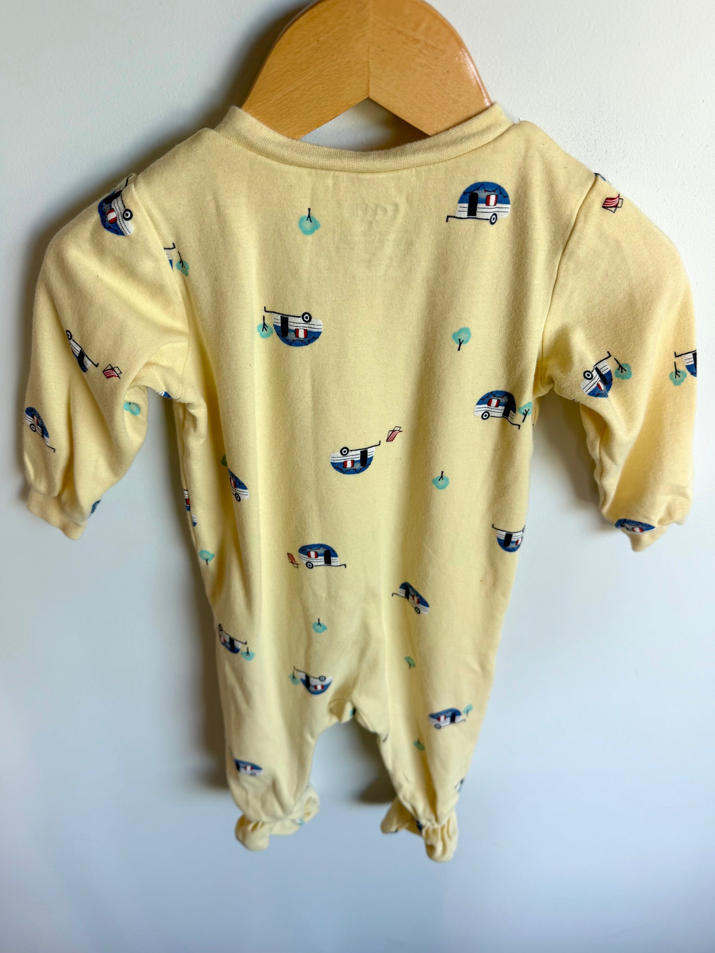 Organic Cotton Yellow Trailer Print Sleeper / 9m