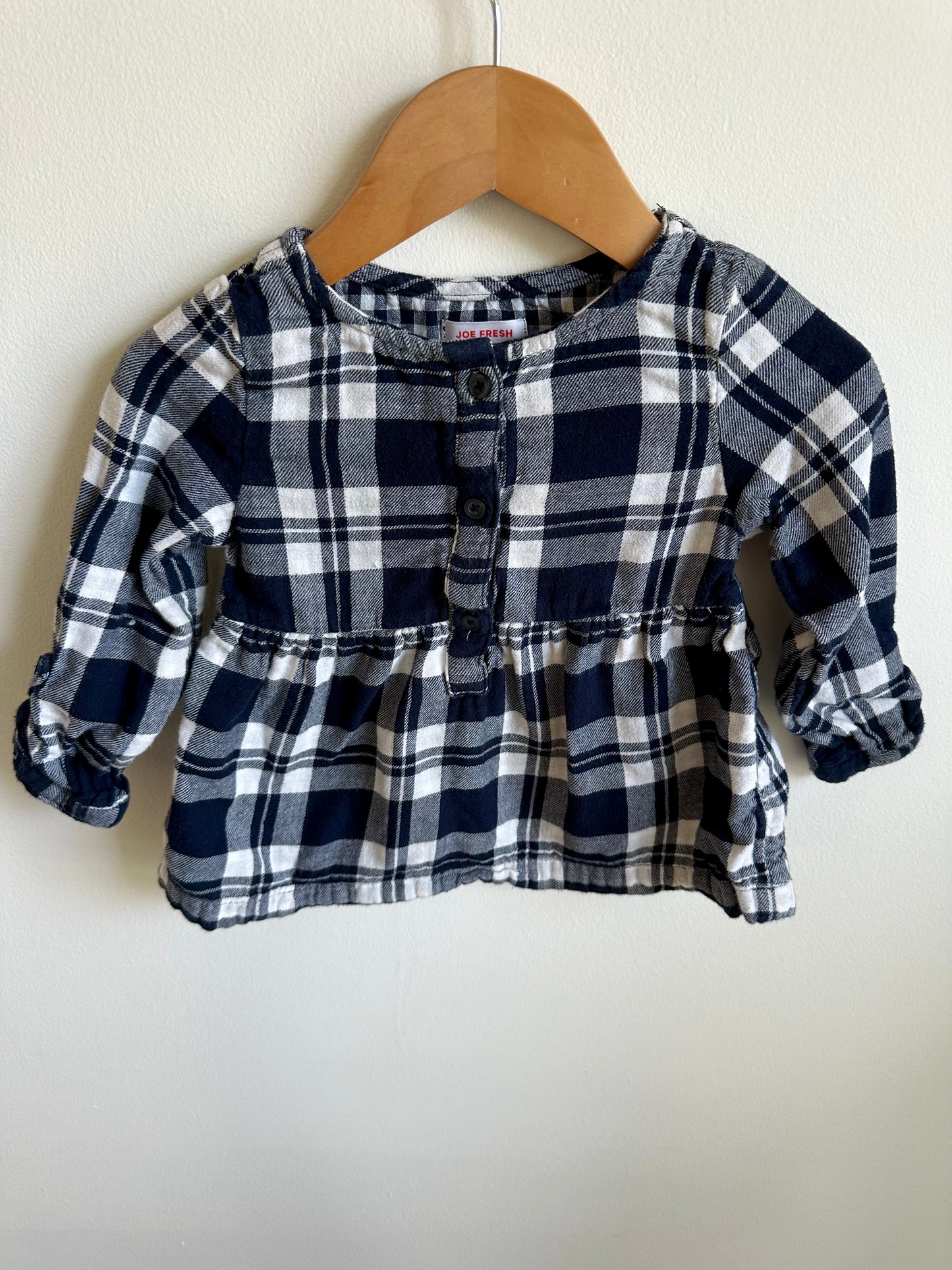 Black + White Plaid Billowy Top / 18-24m