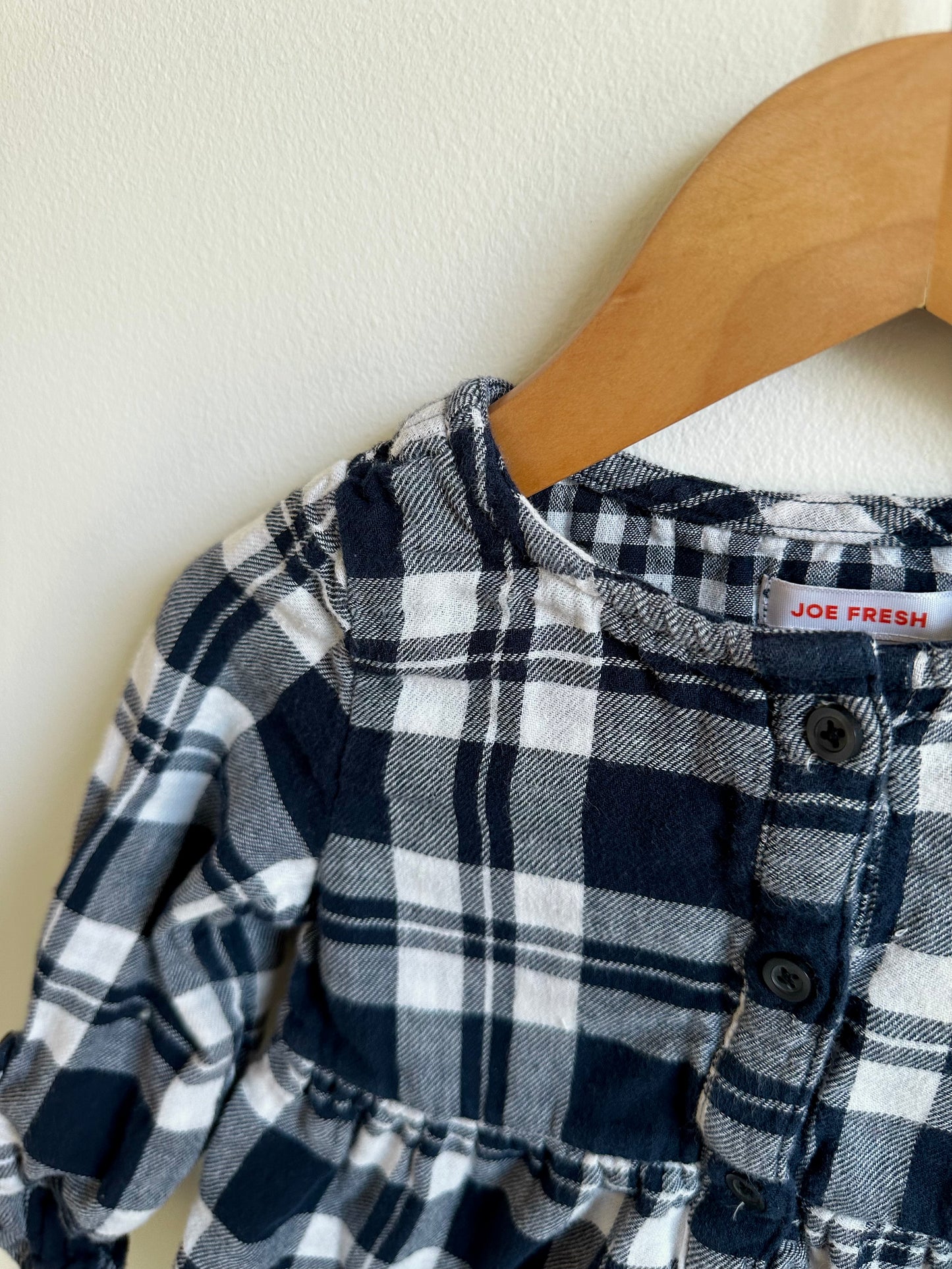 Black + White Plaid Billowy Top / 18-24m