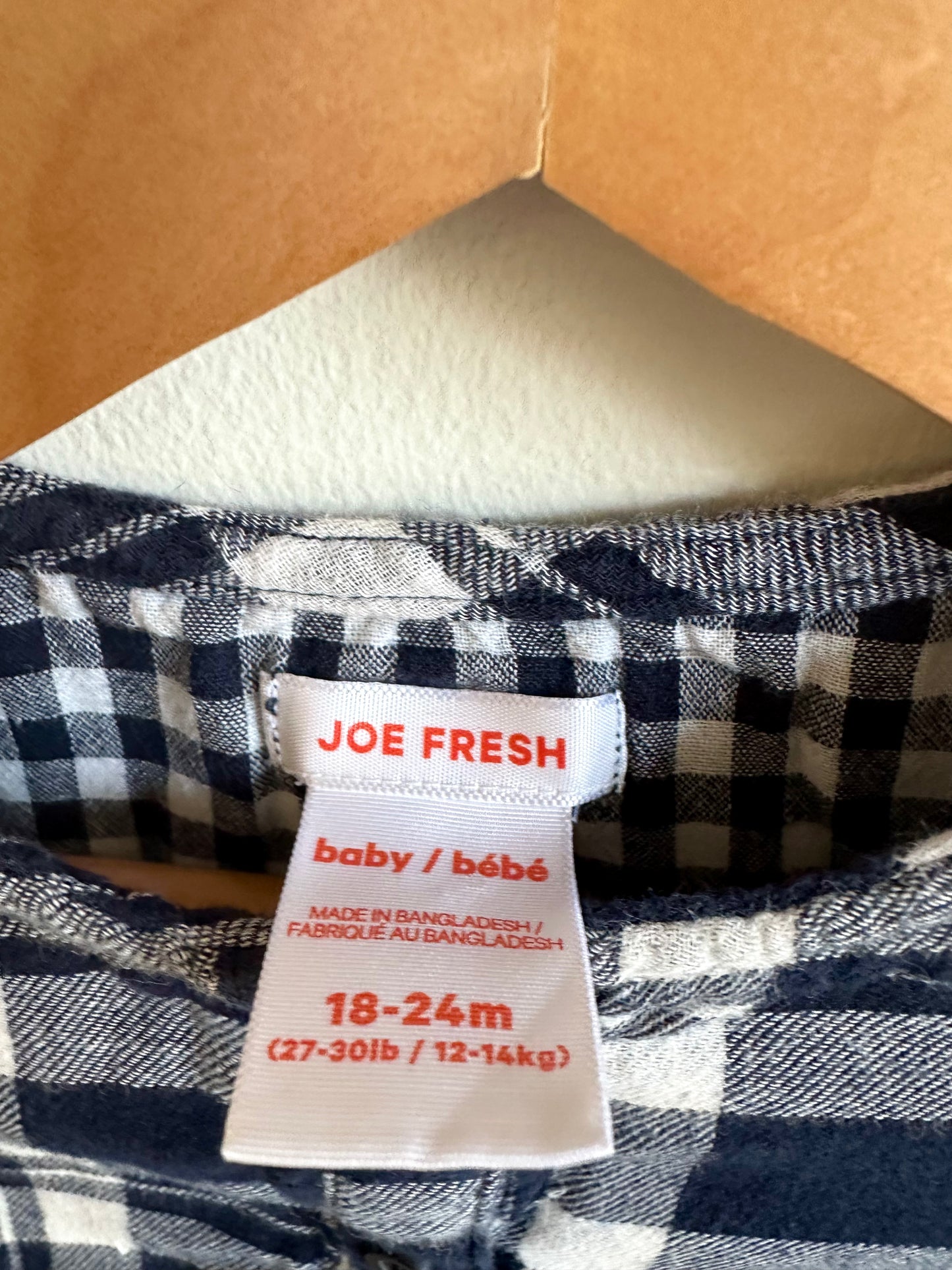 Black + White Plaid Billowy Top / 18-24m