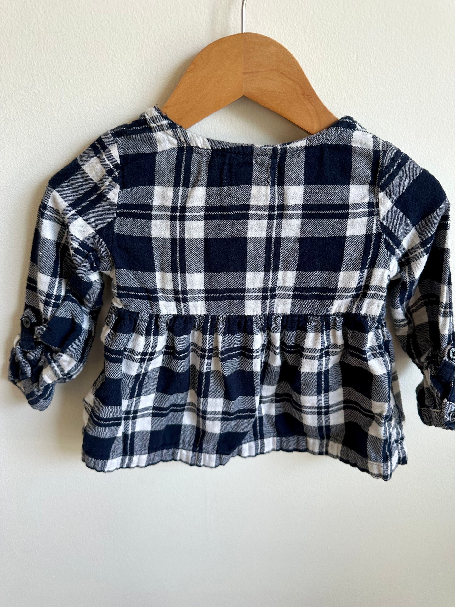 Black + White Plaid Billowy Top / 18-24m