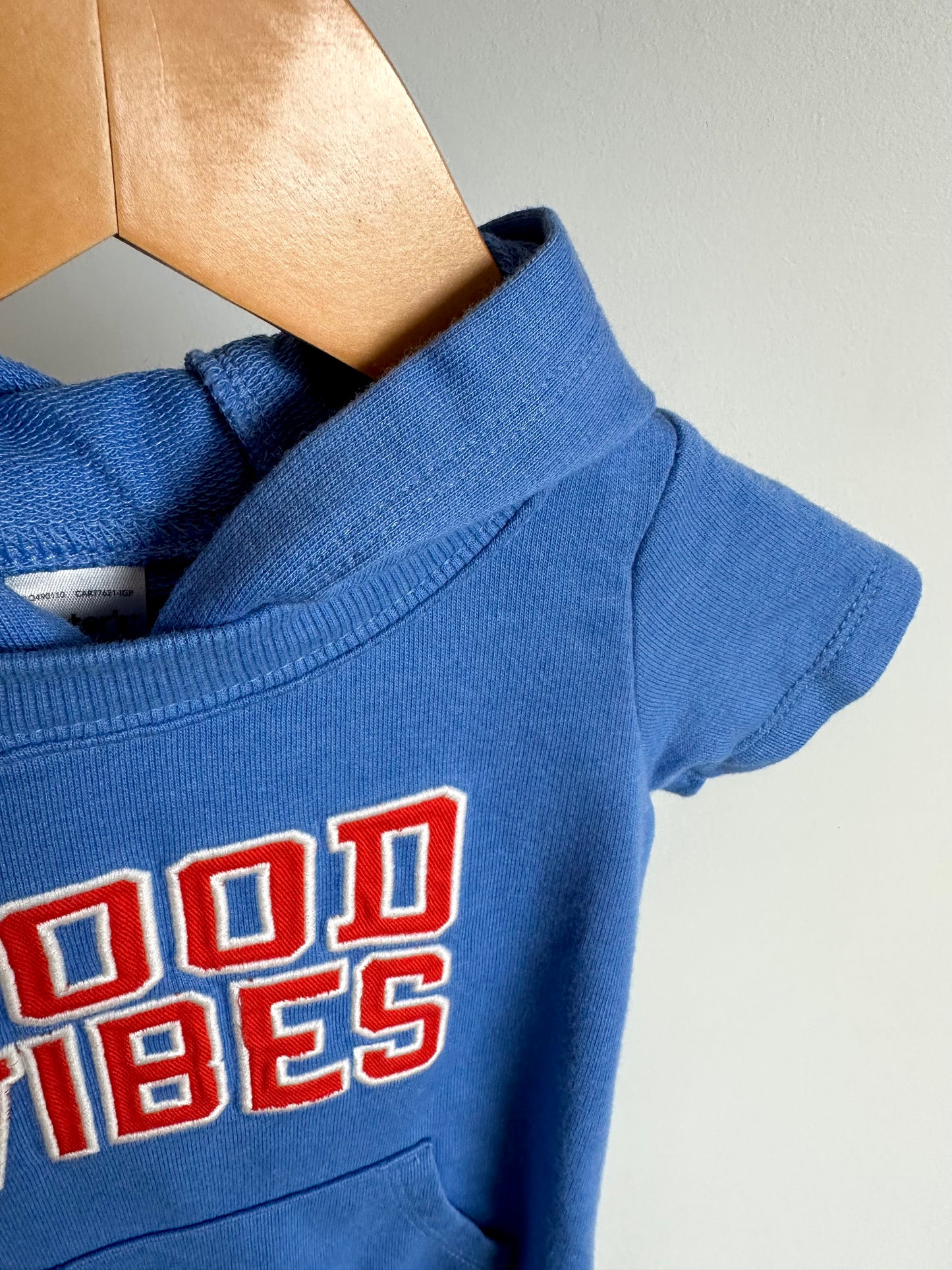 Good Vibes Hooded Romper / 9m