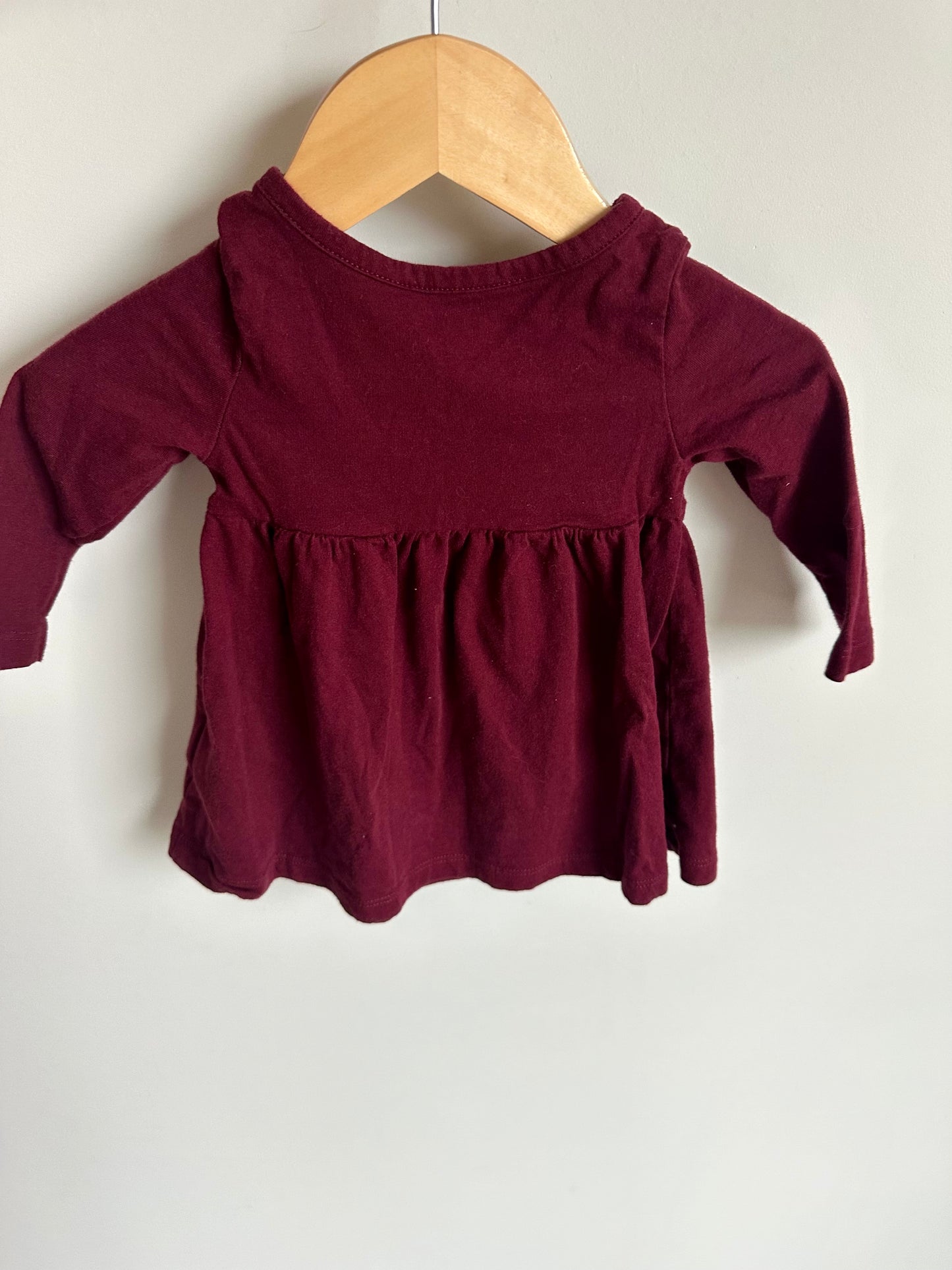 Cranberry Long Sleeve Dress / 3-6m