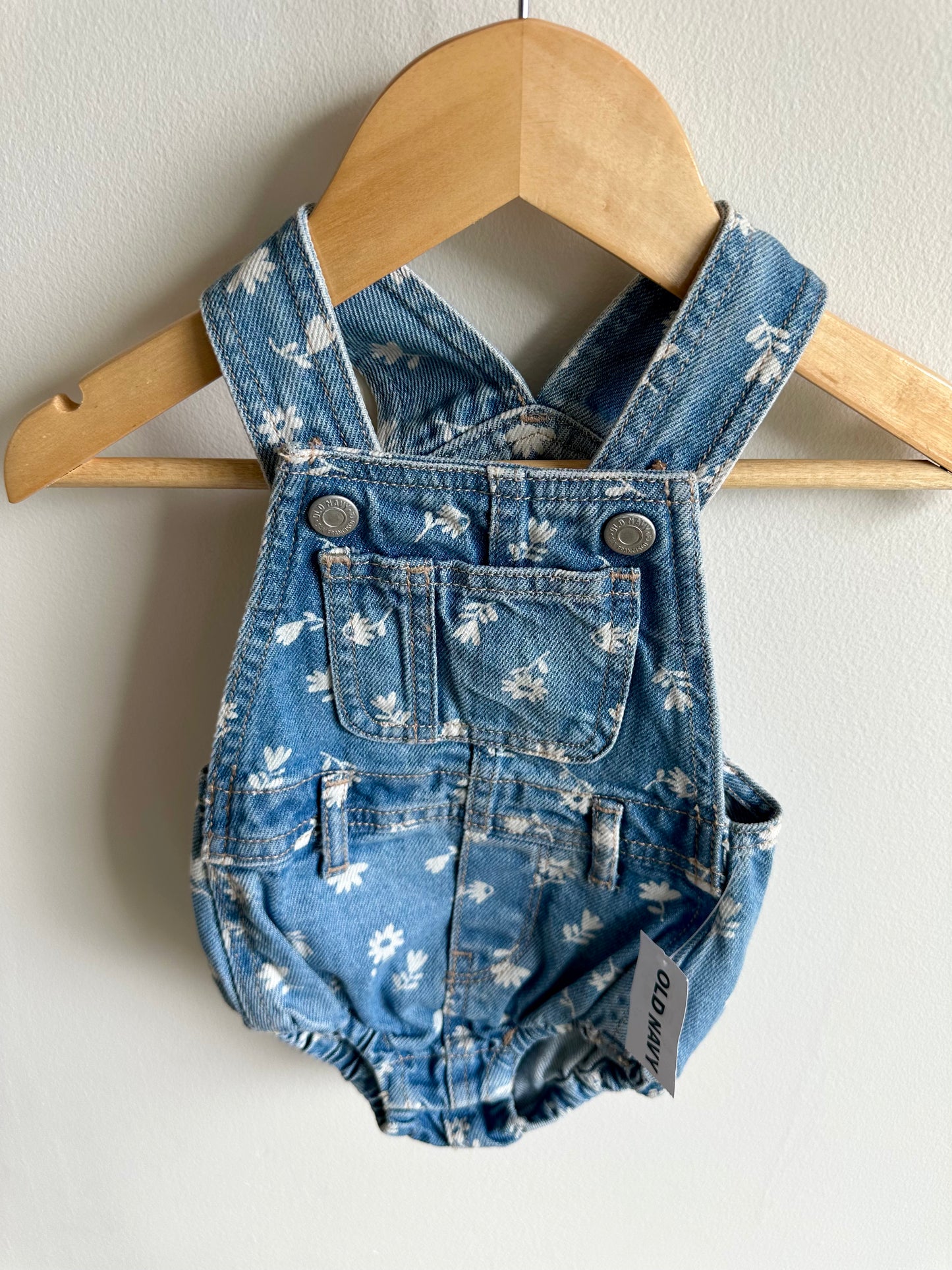Jean Bubble Floral Print Overalls (With Tags) / 3-6m