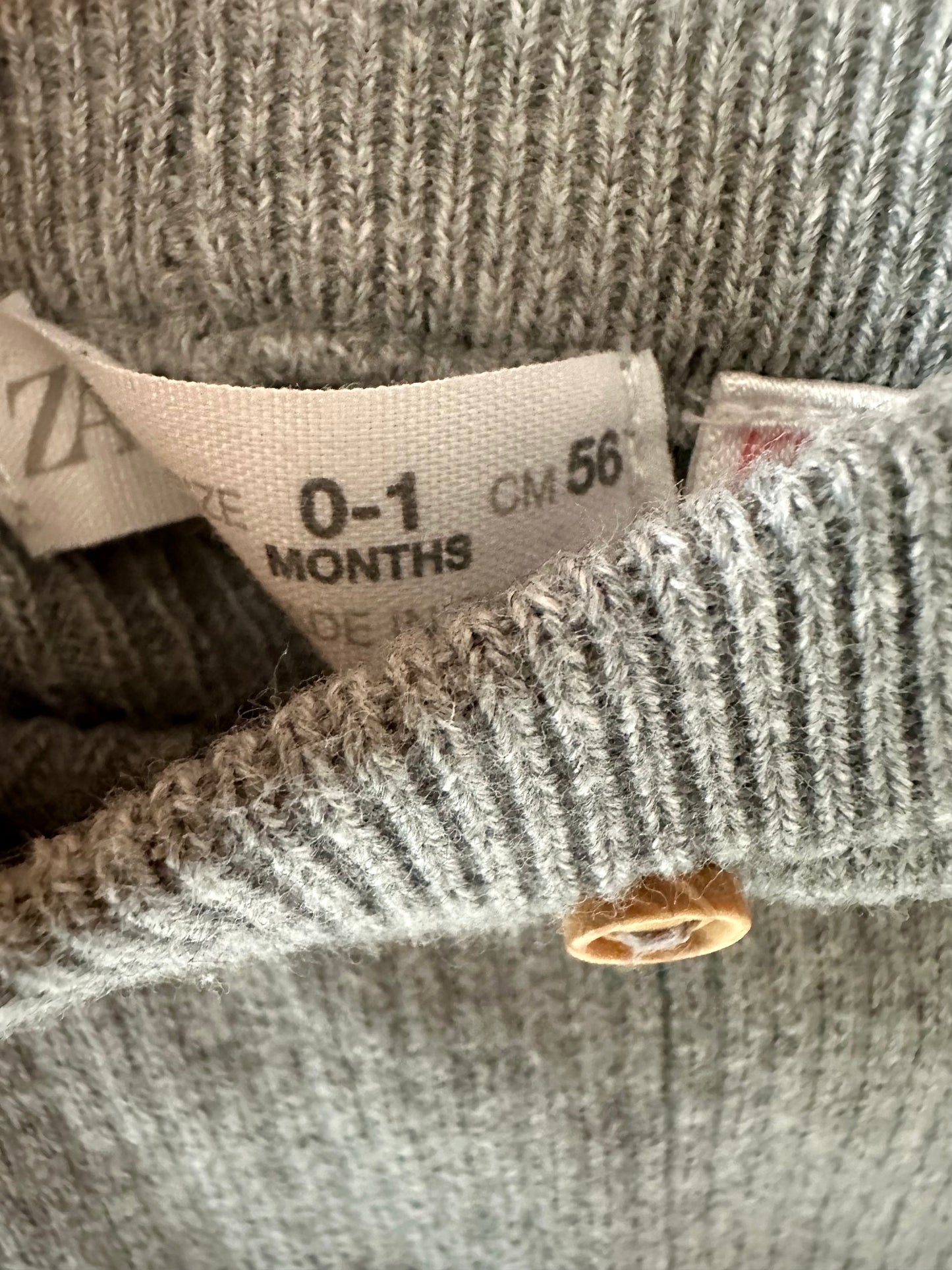 Grey Ribbed Pants / 0-1m