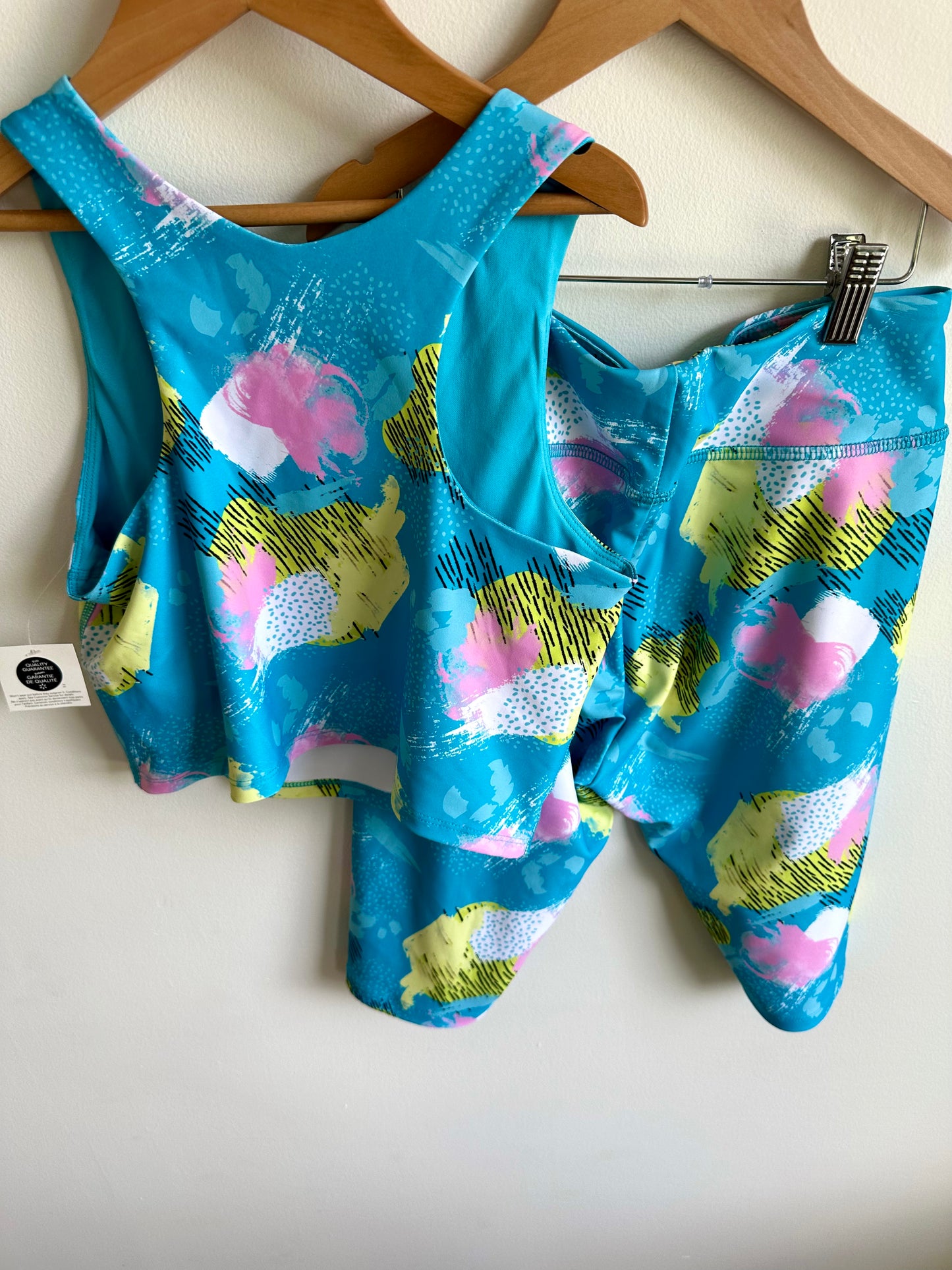 NEW Athletic Long Lined Bra Top + Bike Shorts / 14-16 years