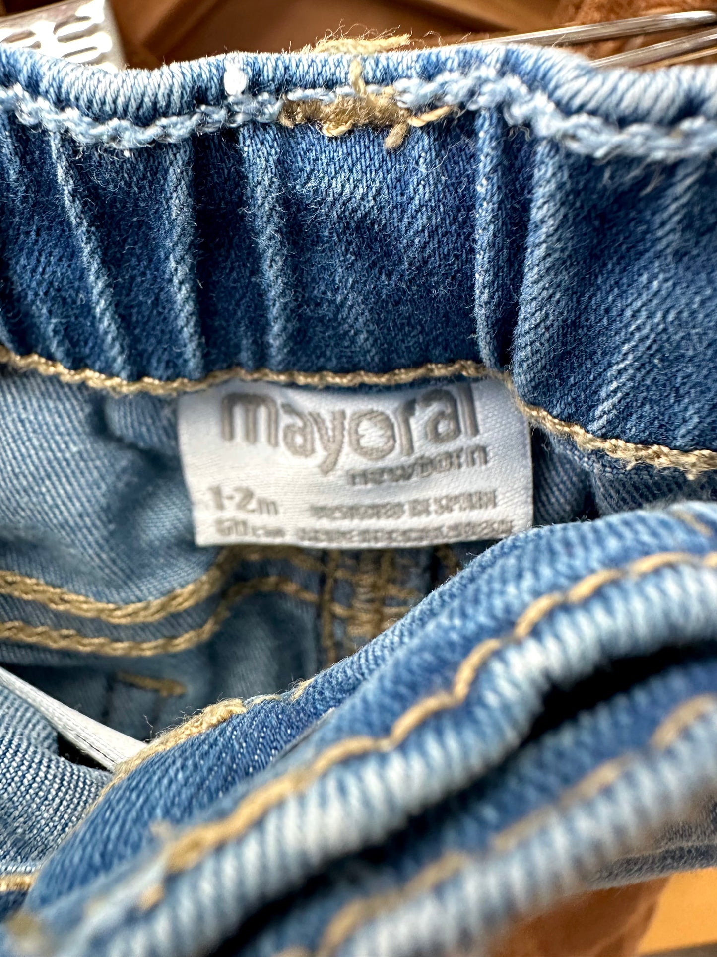 Mayoral Jeans with Teddy Bear Pockets / 1-2m