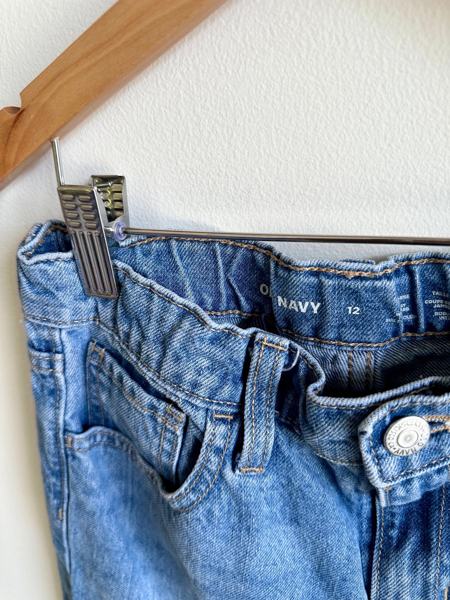 High Rise Distressed Wide Leg Jeans / 12 years