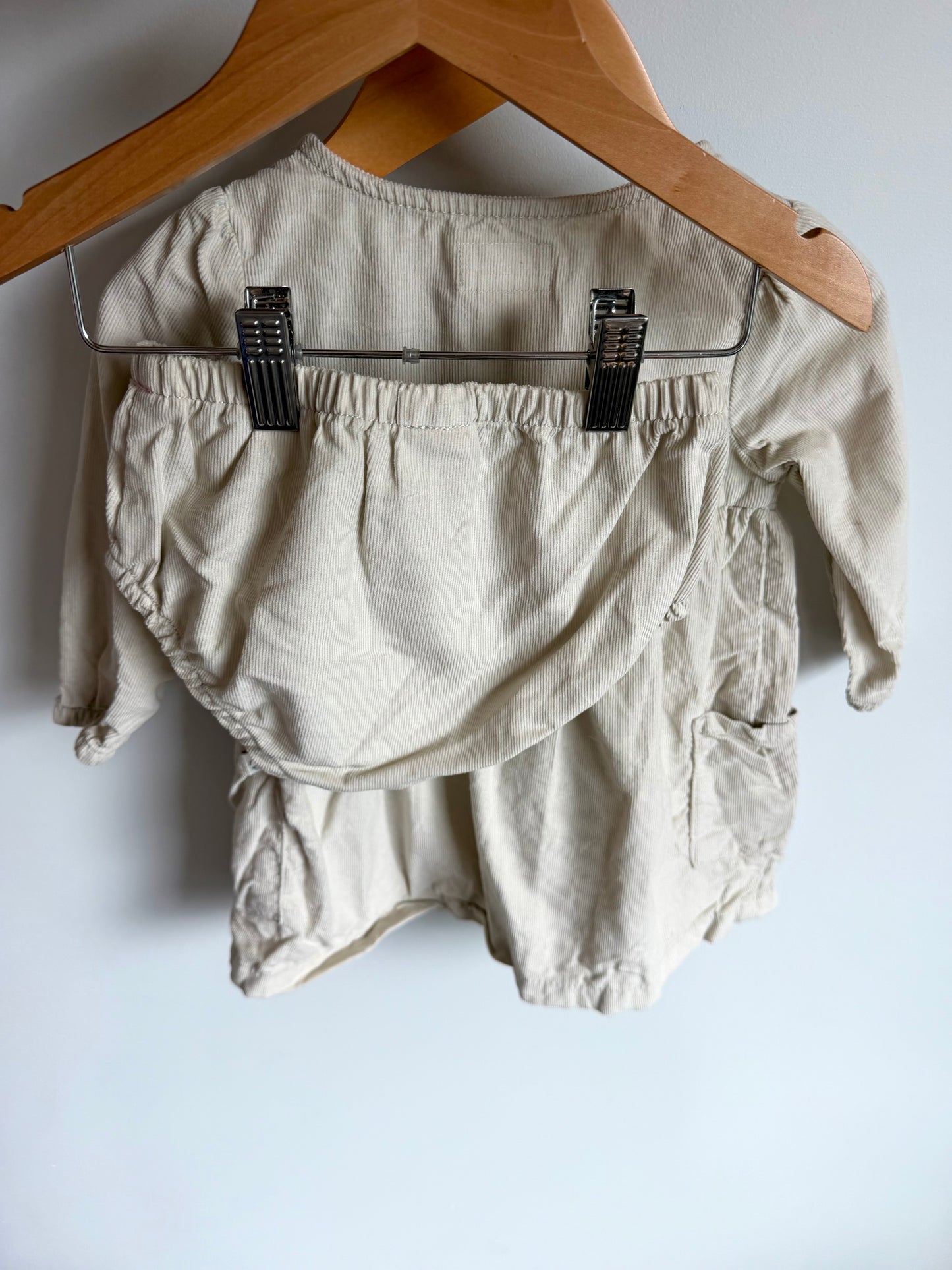 Organic Oat Cord Dress + Bloomers Set / 18m