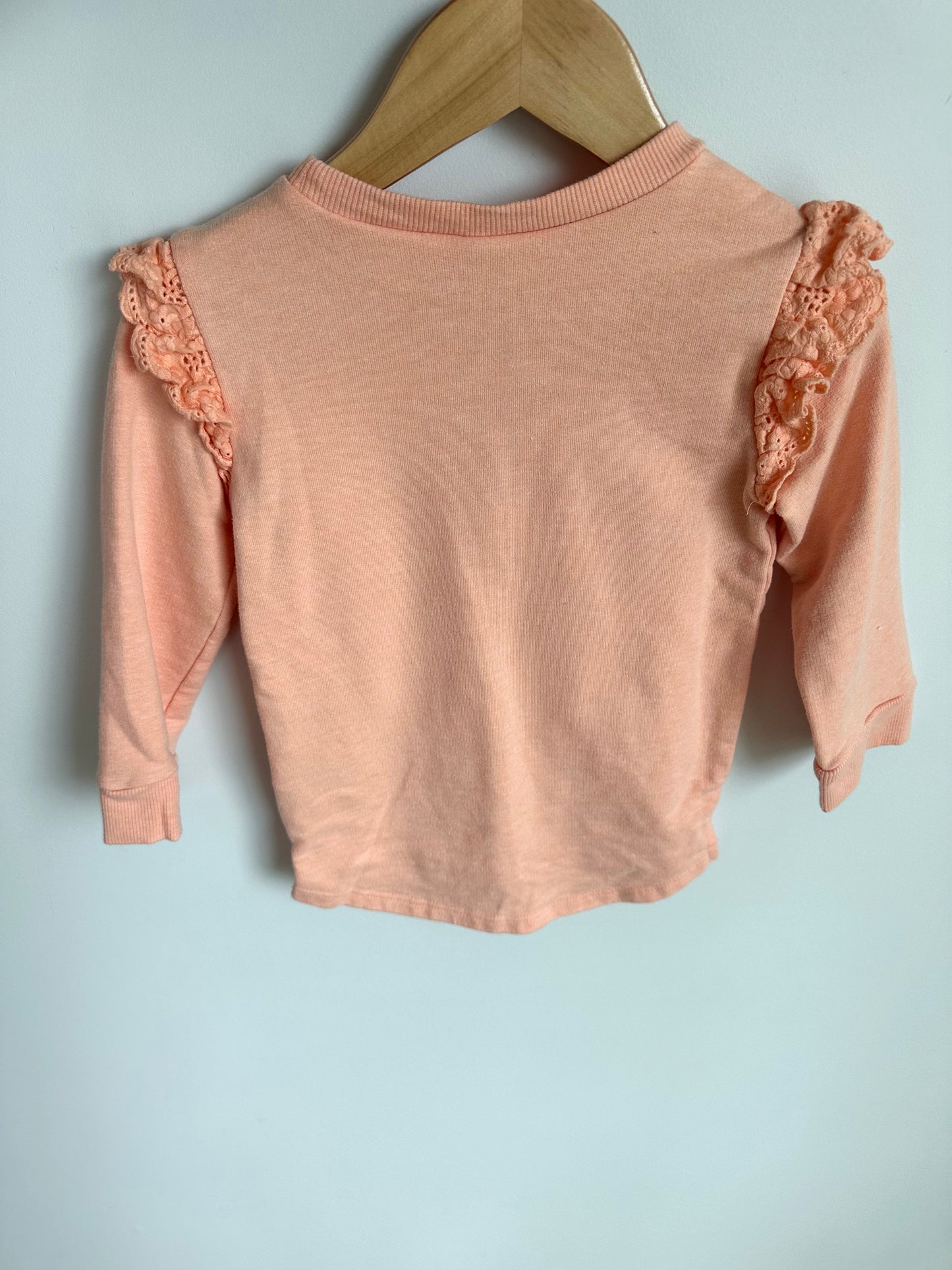 Peach Ruffle Sleeve Sweater / 2T