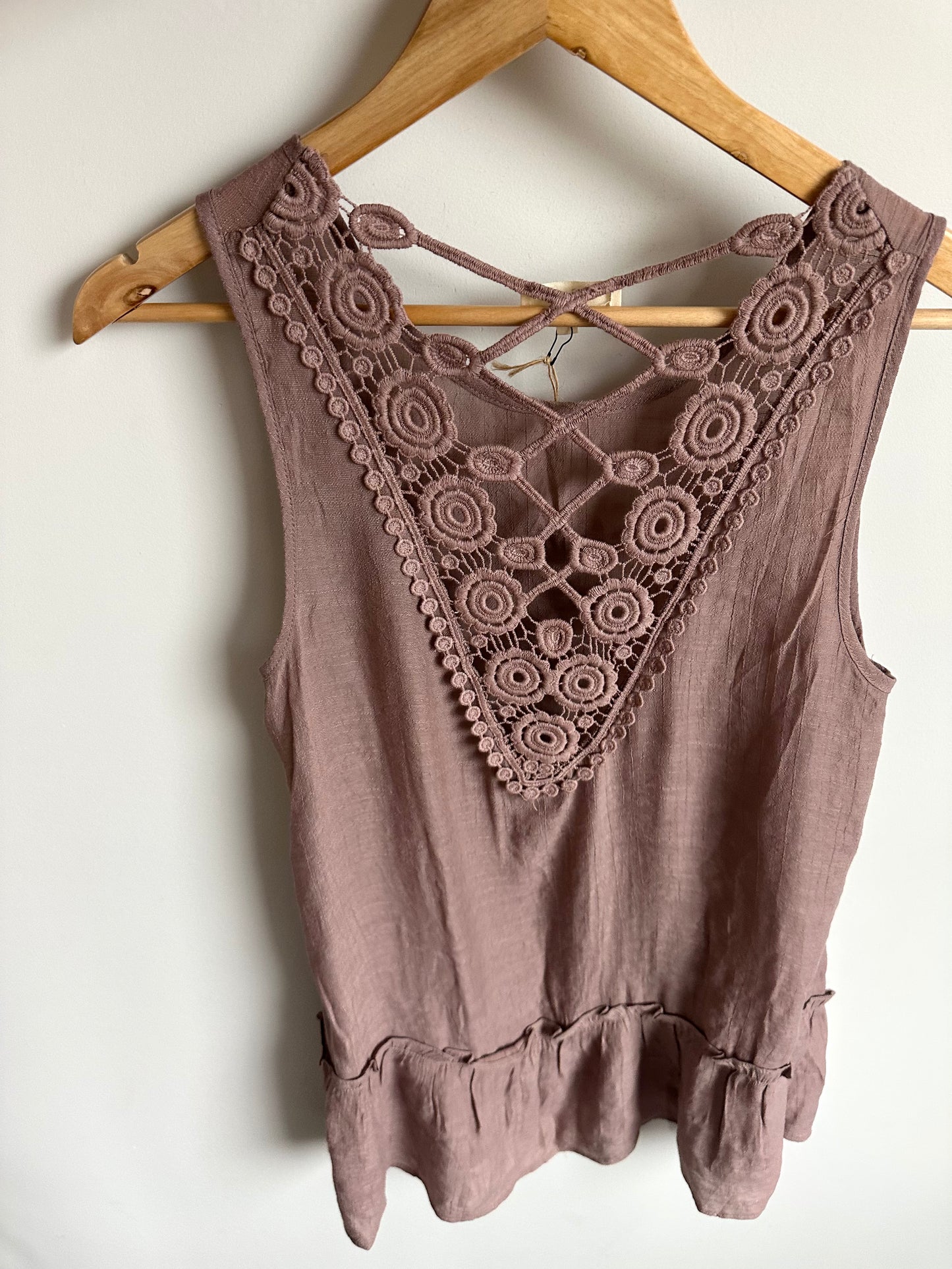 Blush Top with Lace Back (With Tags) / Small