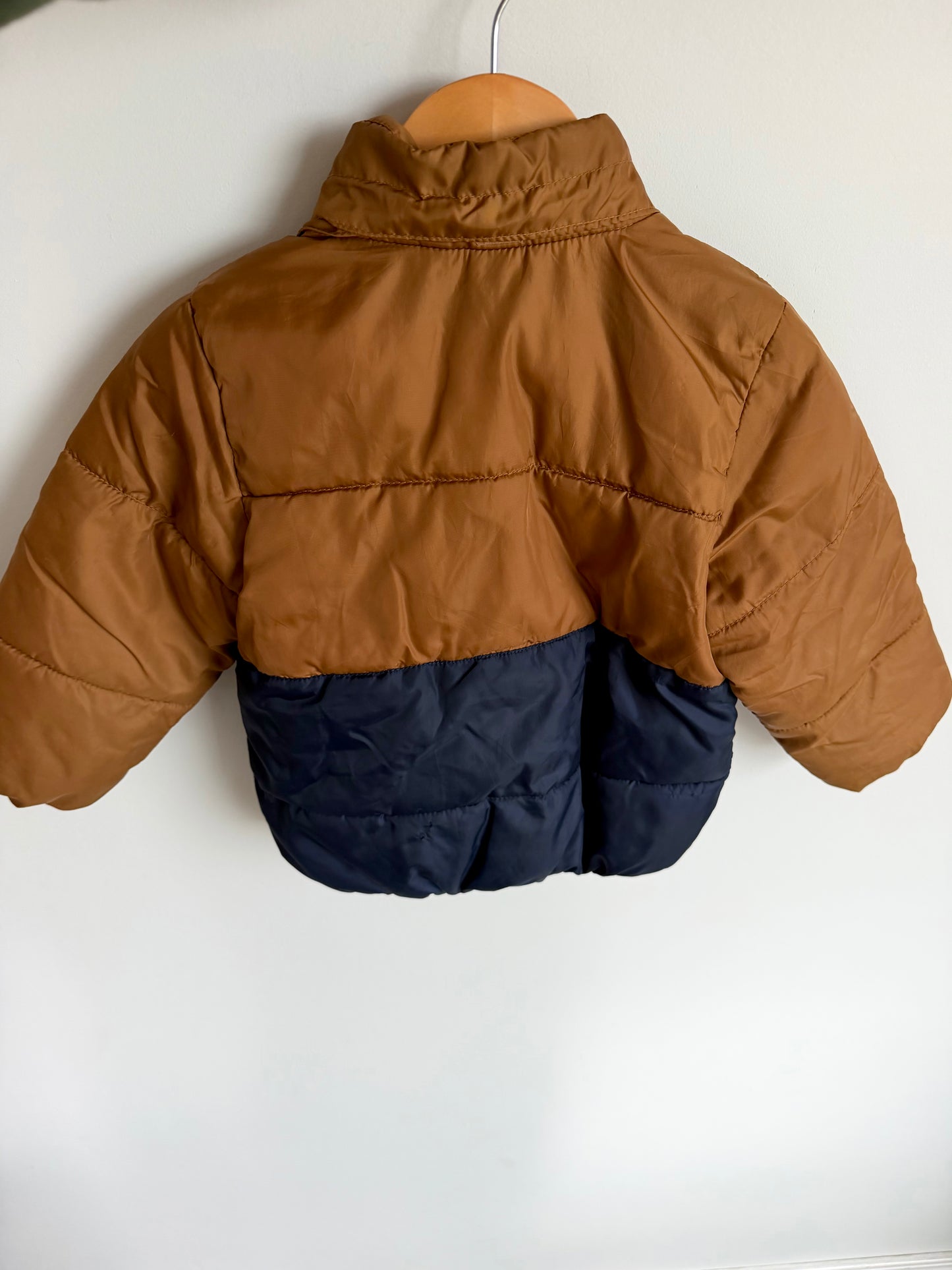 H&M Brown + Navy Puffer Jacket / 18-24m