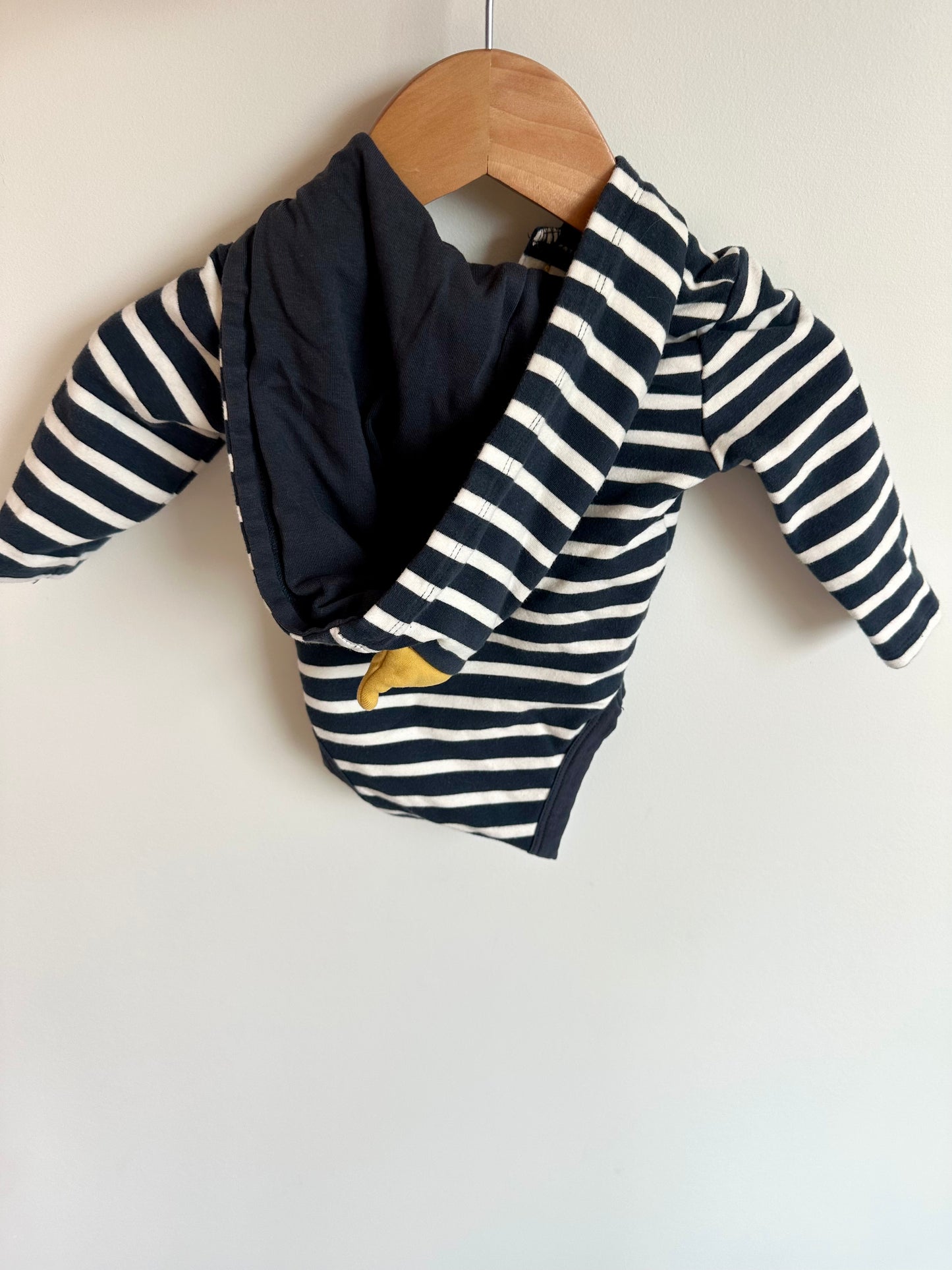 Dino Hooded Blue Stripe Bodysuit / 0-3m