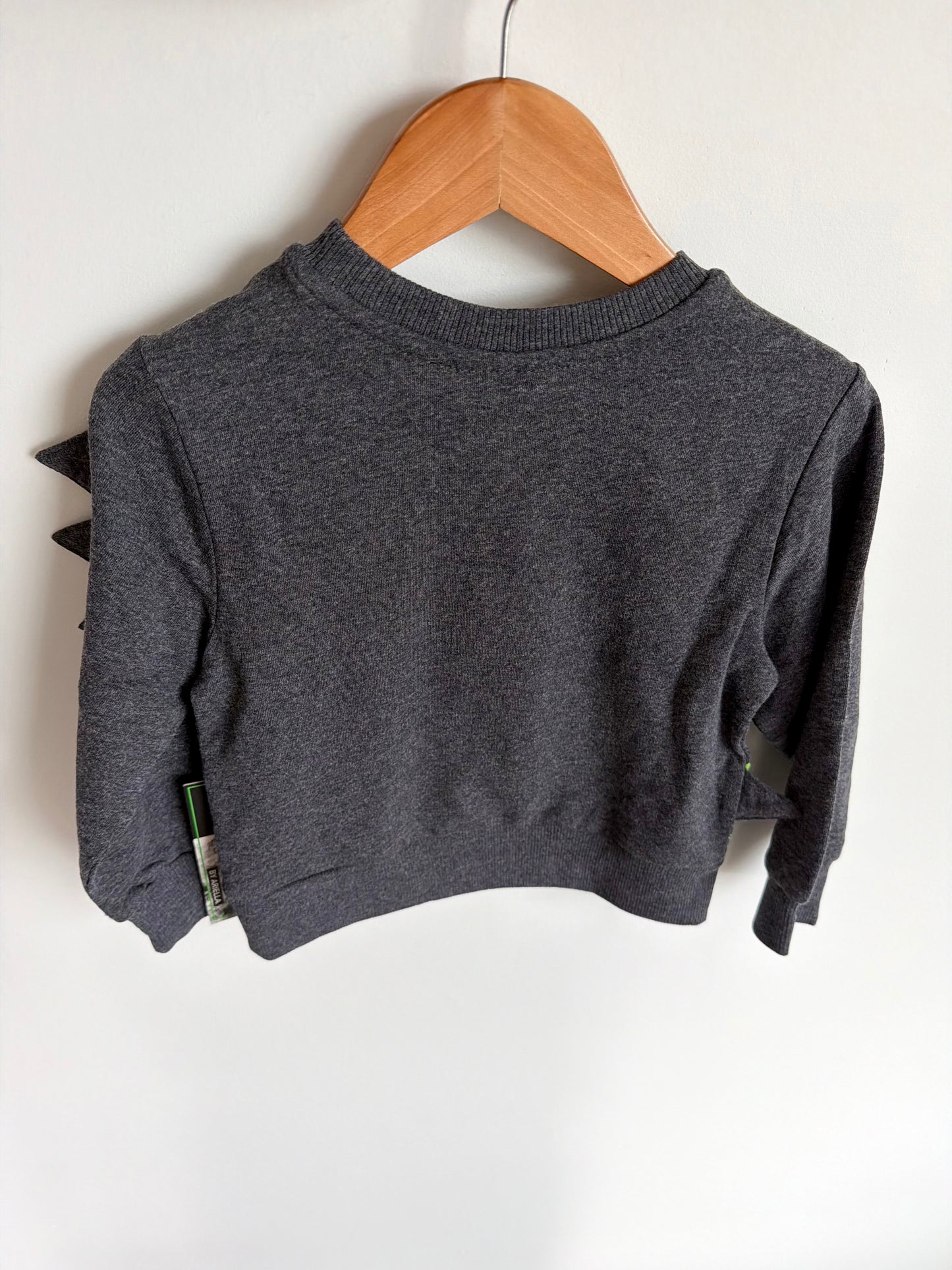 Grey Dino Zip Crewneck (With Tags) / 2-3T