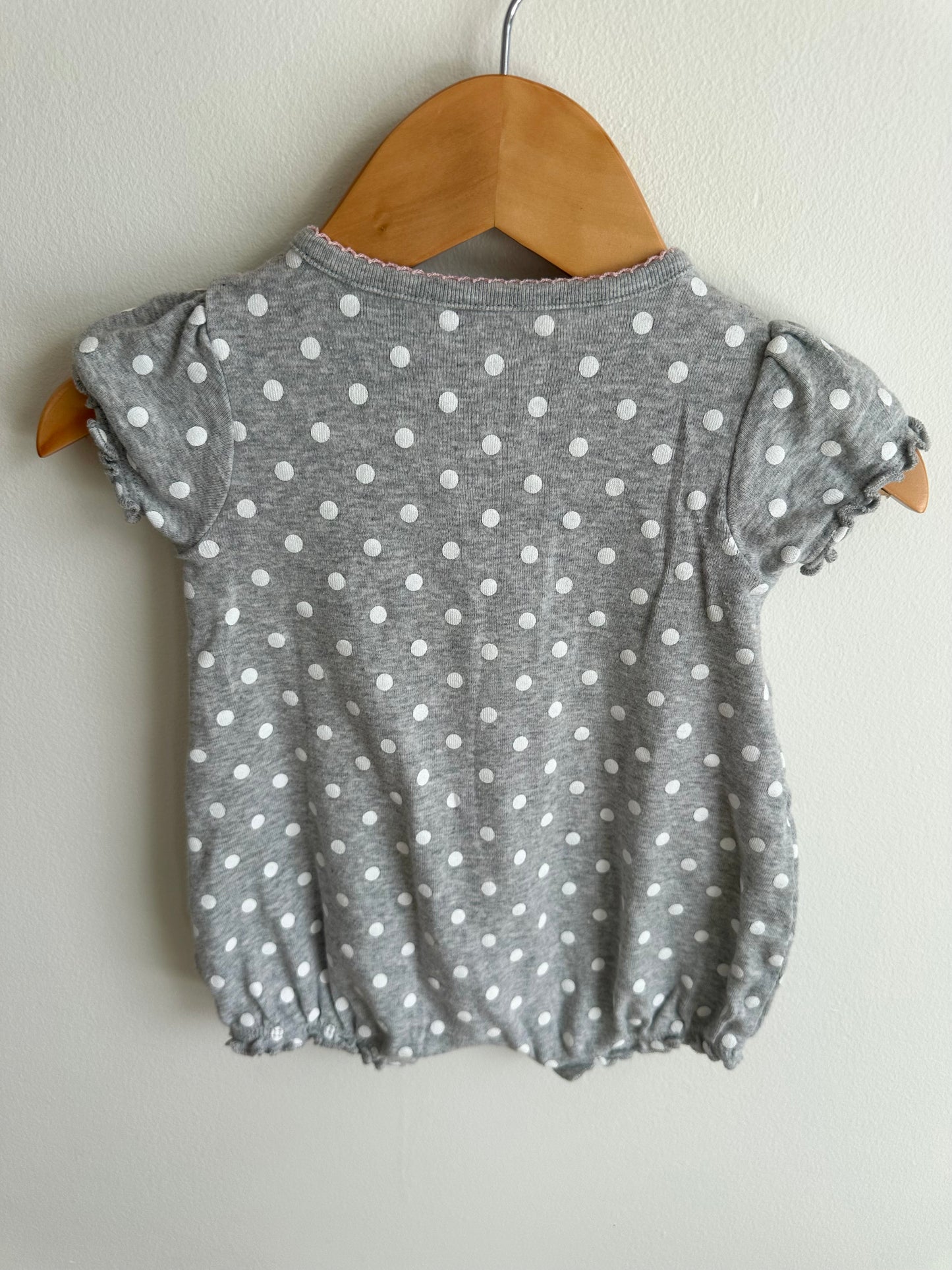 Polka Dot Giraffe Bubble Romper / 3-6m