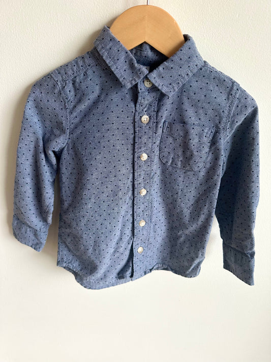 Blue Polka Dot Button Up Top / 3T