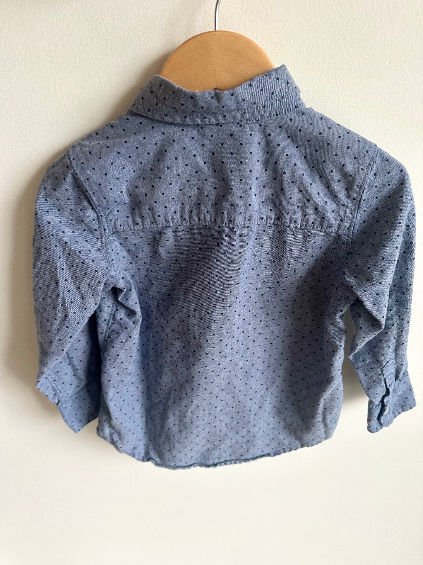 Blue Polka Dot Button Up Top / 3T