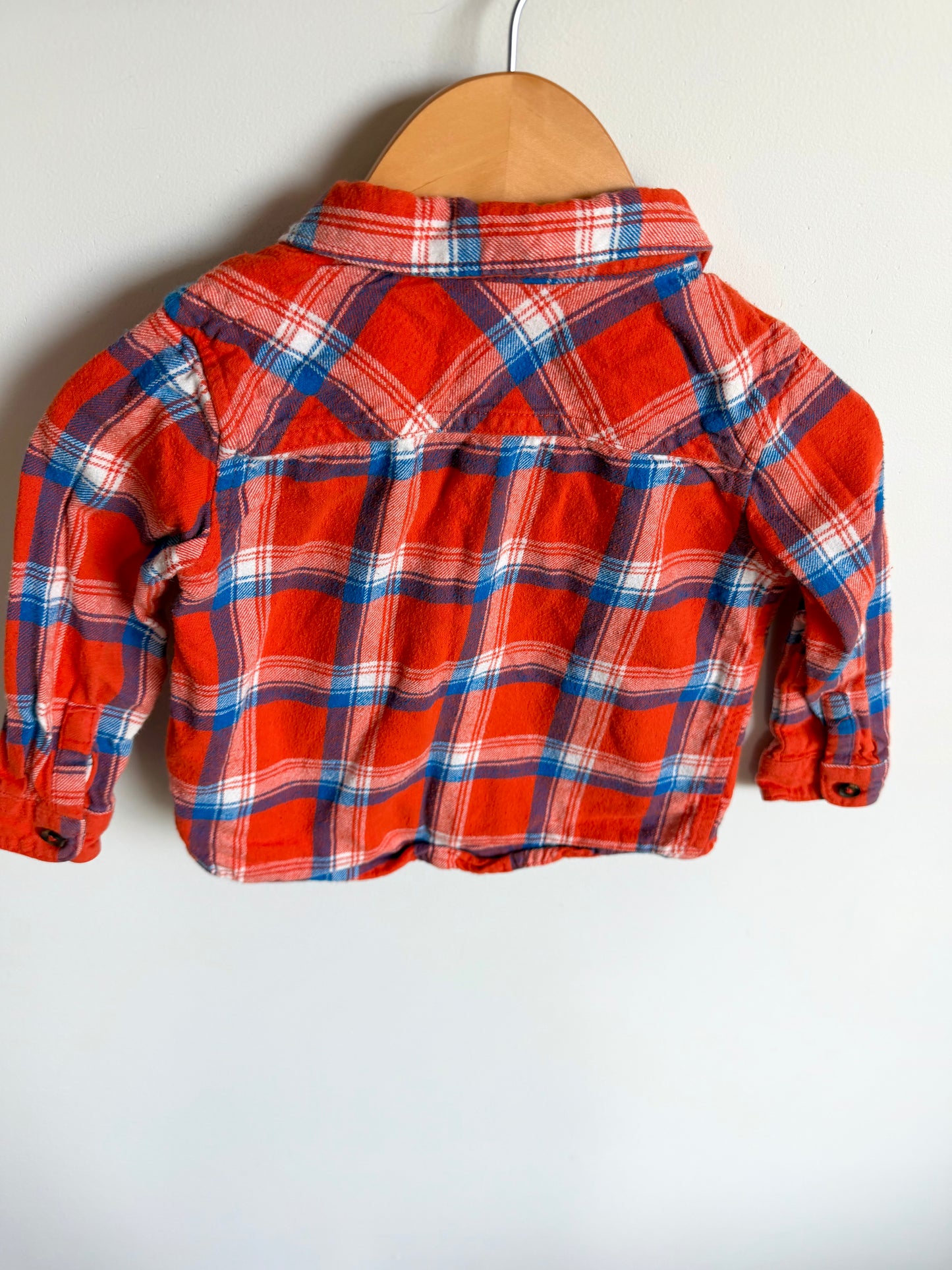 Plaid Orange Button Up Top / 2T