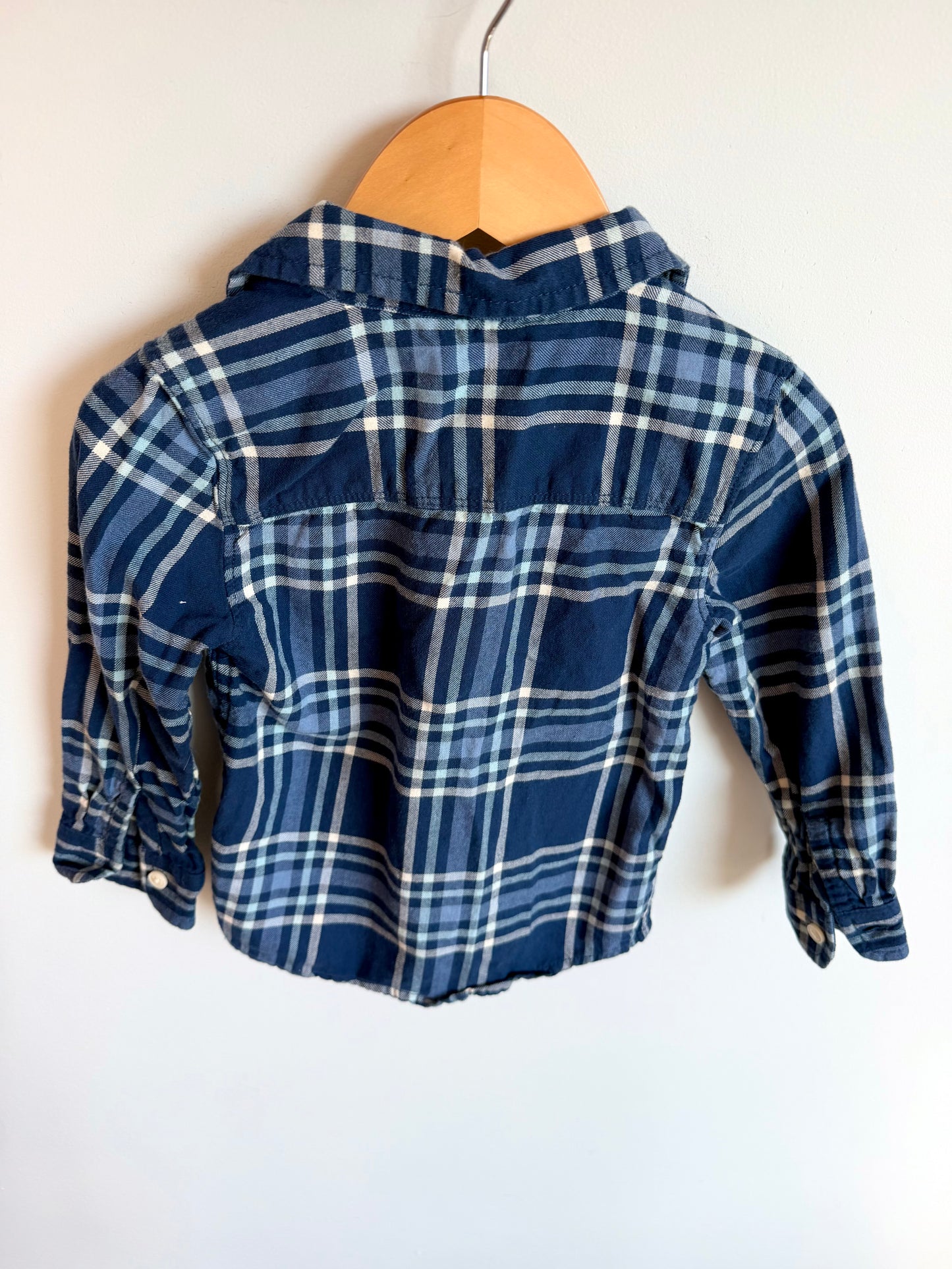 Navy Plaid Button Up Top / 3T