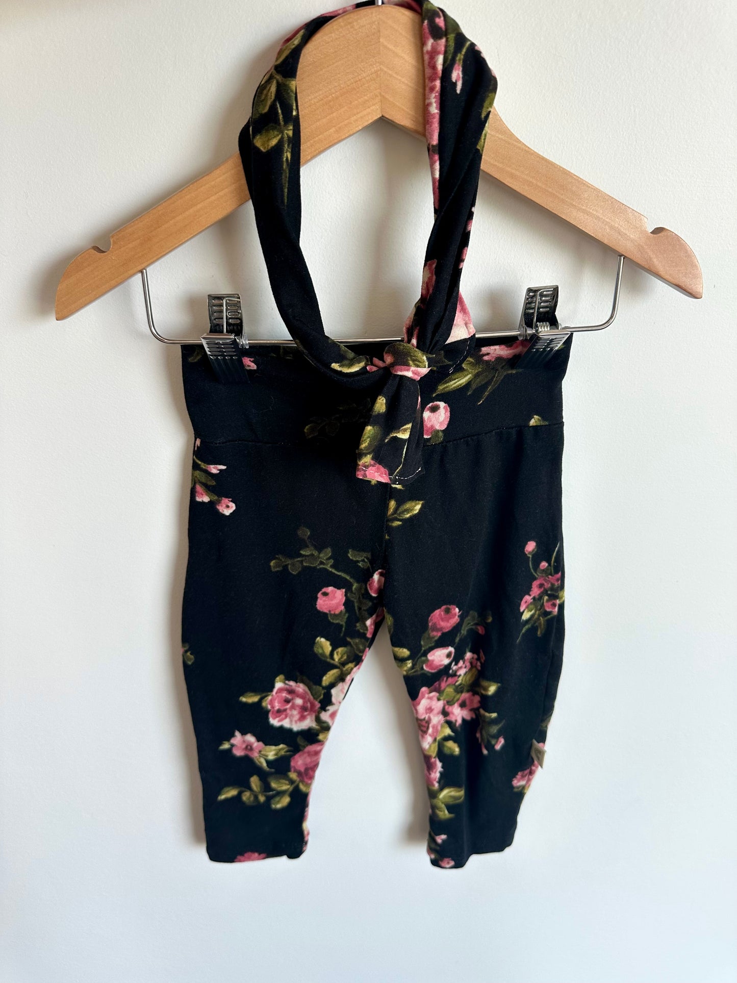Dark Floral Pants + Headband Set / 18-24m