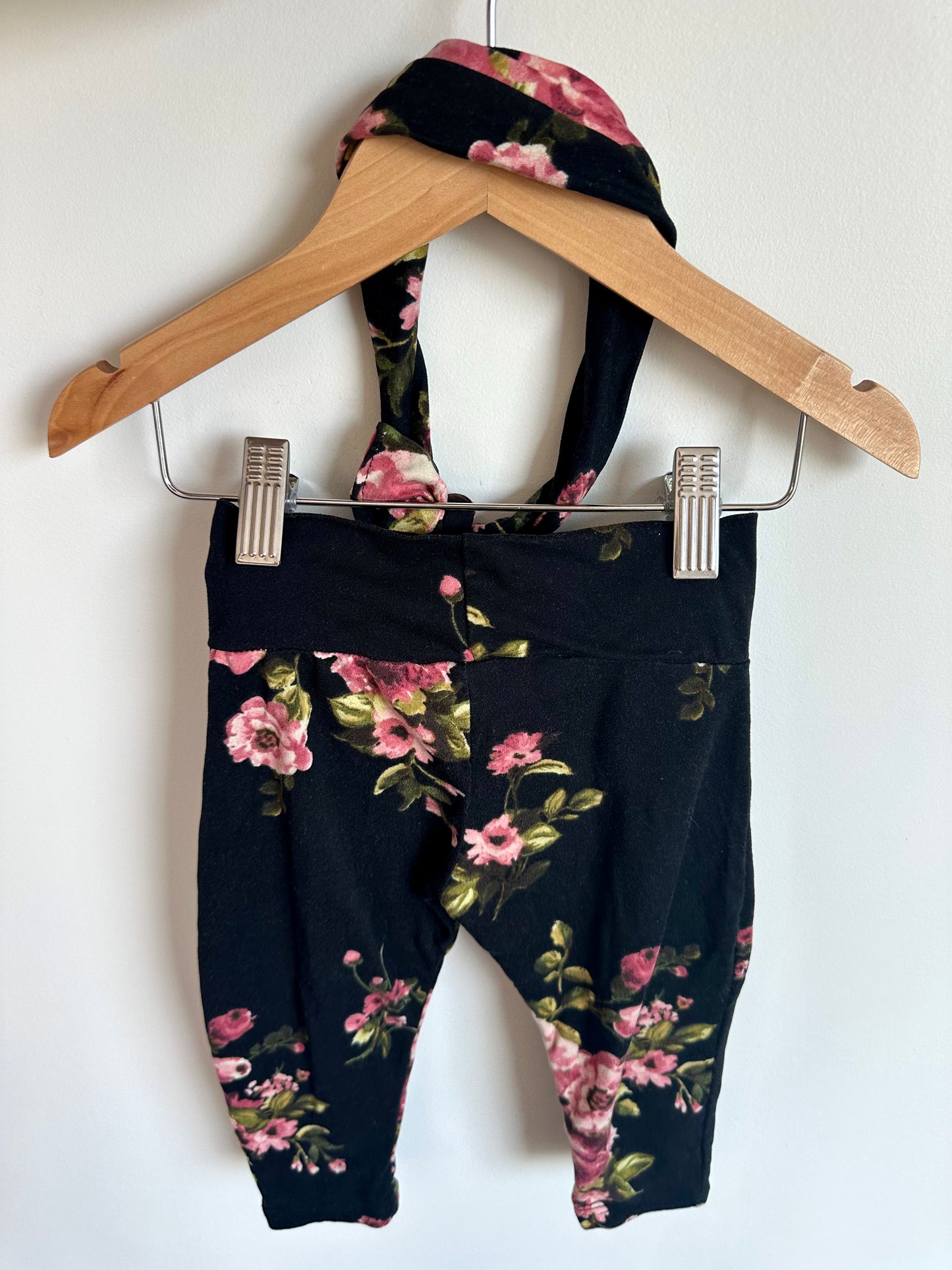 Dark Floral Pants + Headband Set / 18-24m