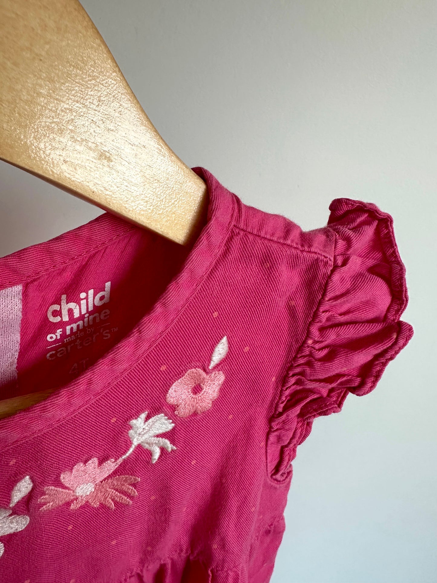 Pink Floral Embroidery Top / 4T