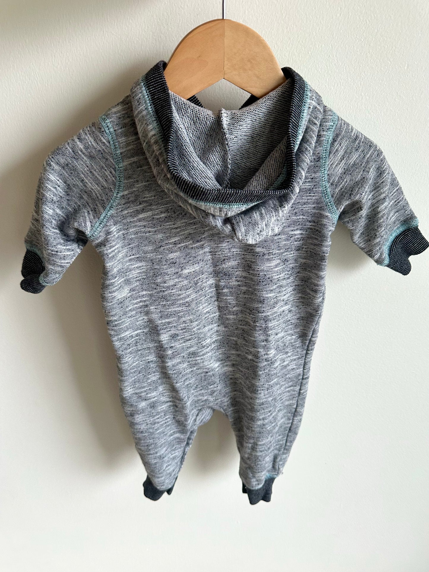 Grey Hooded Jumpsuit / 3-6m