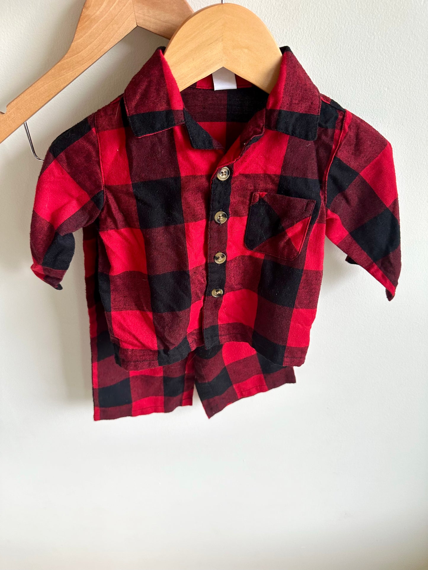 Red + Black Checkered PJ Set / 3-6m