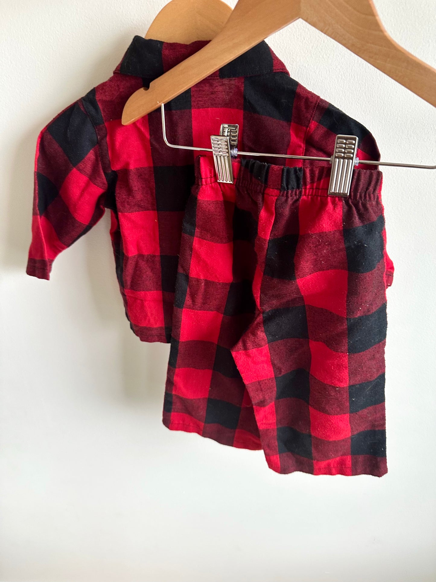 Red + Black Checkered PJ Set / 3-6m