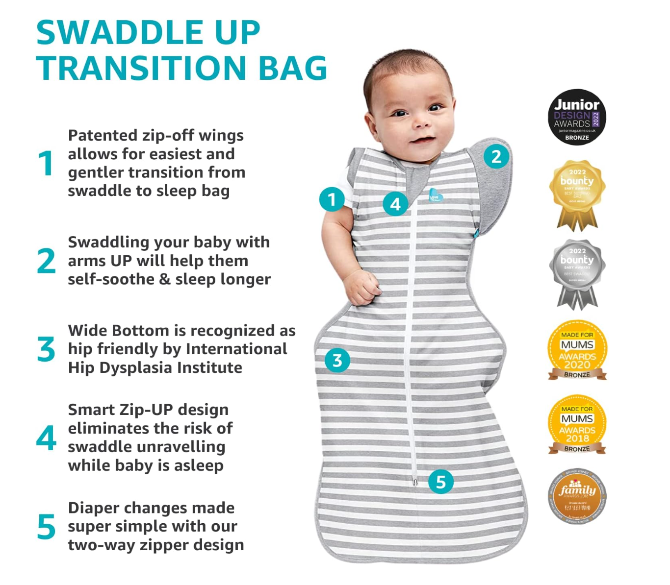 Space Bamboo Sleep Sack with Stripes / 3-9m