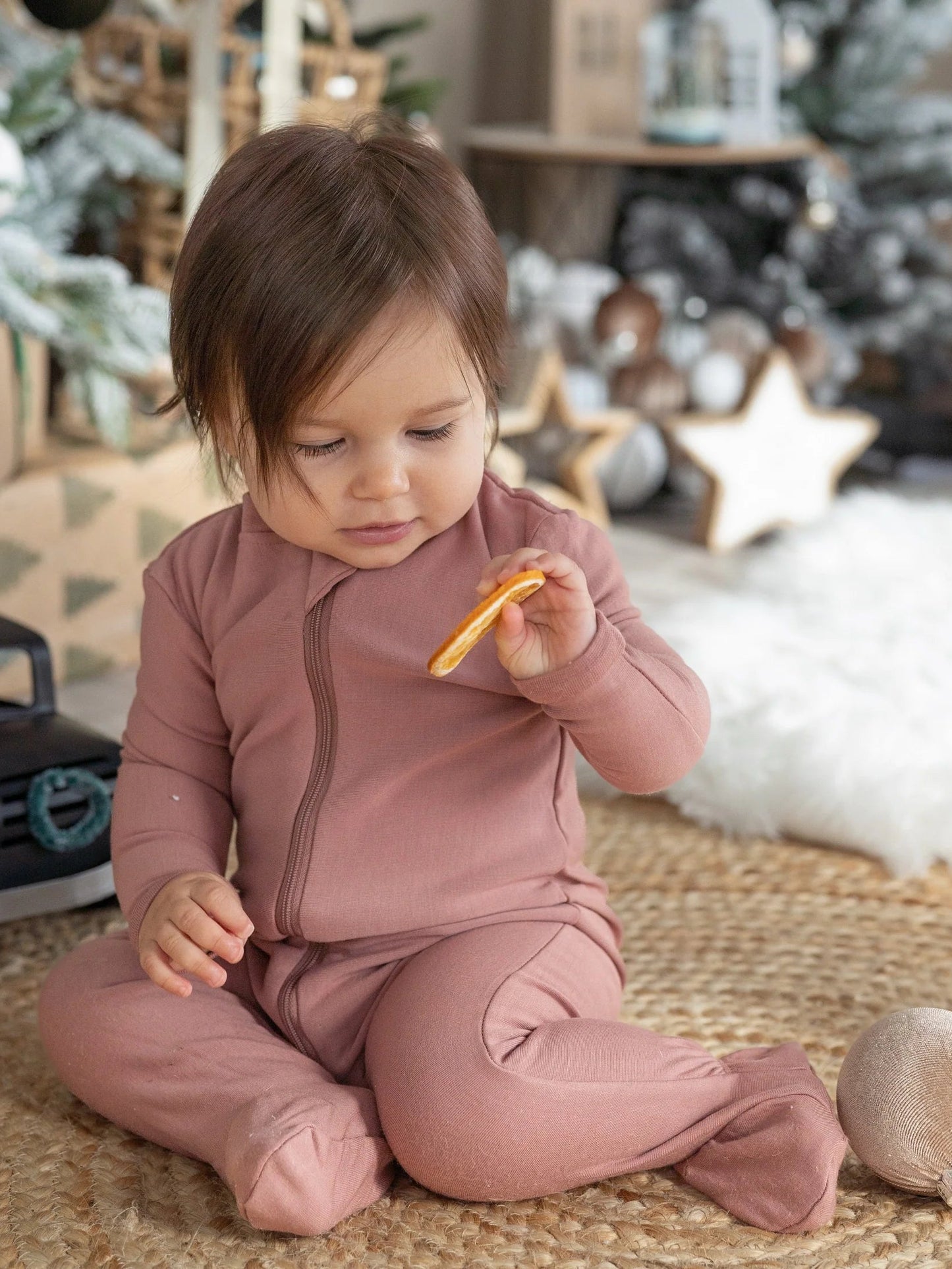 Chocolate Bamboo Fleece Footie W/2 Way Zipper (New Retail Item) / 0-3m