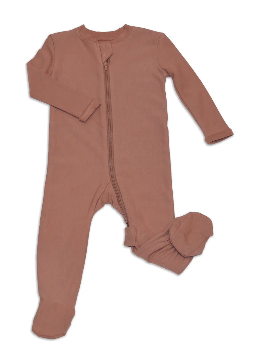 Chocolate Bamboo Fleece Footie W/2 Way Zipper (New Retail Item) / 0-3m