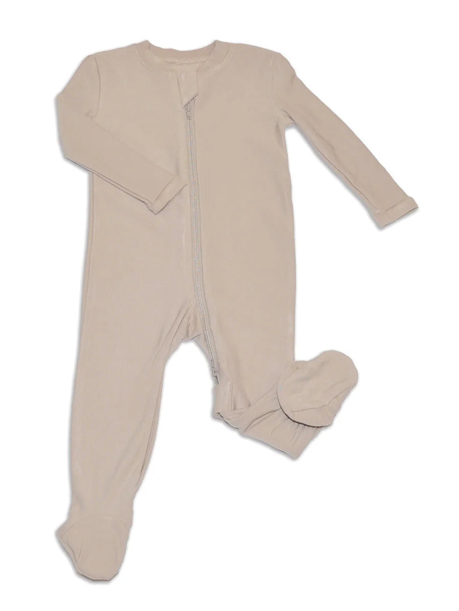 Taupe Bamboo Fleece Footie W/2 Way Zipper (New Retail Item) / 0-3m