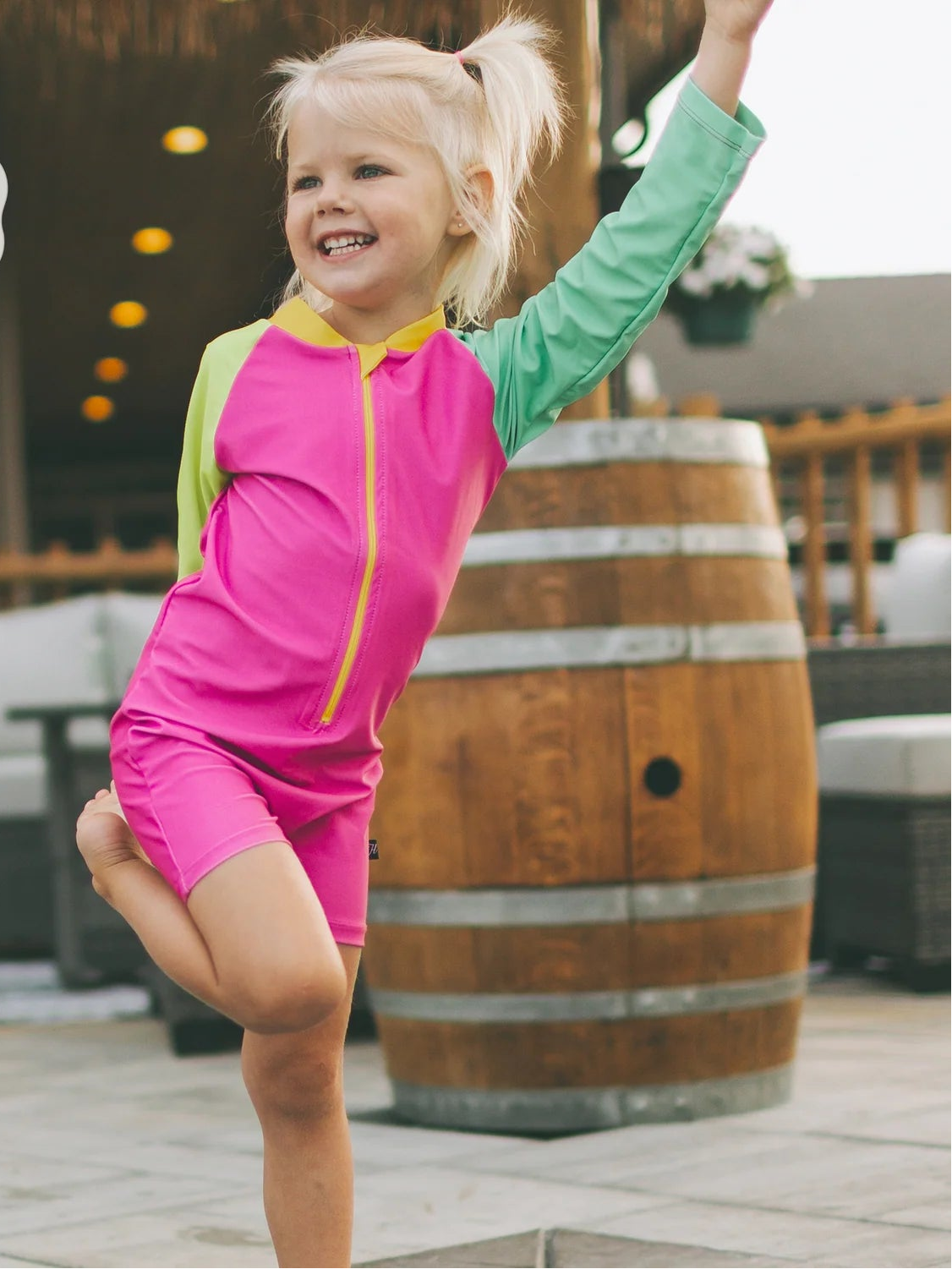 Shorty Sunsuit - Pink Colour Block (New Retail Item) / 3T