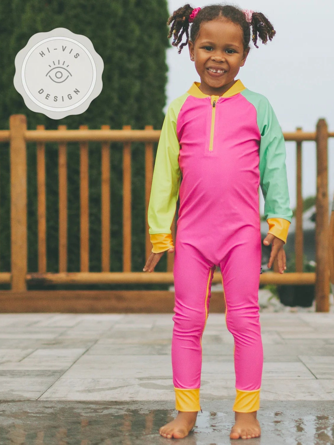 Full Zip Sunsuit - Pink Colour block (New Retail Item) / 4T