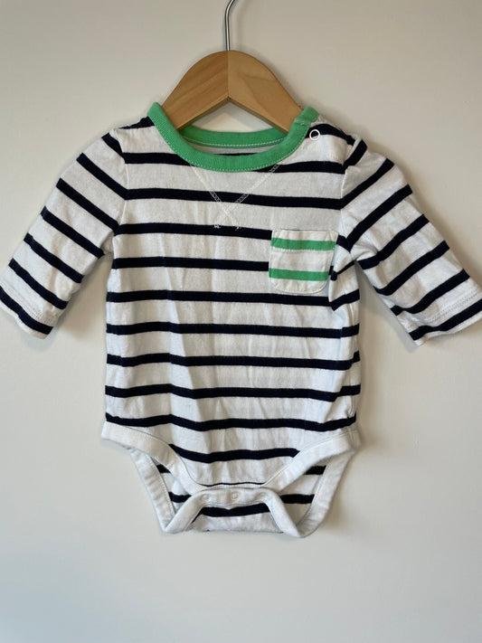 Baby Gap Blue & Green Striped Onesie / 0-3m