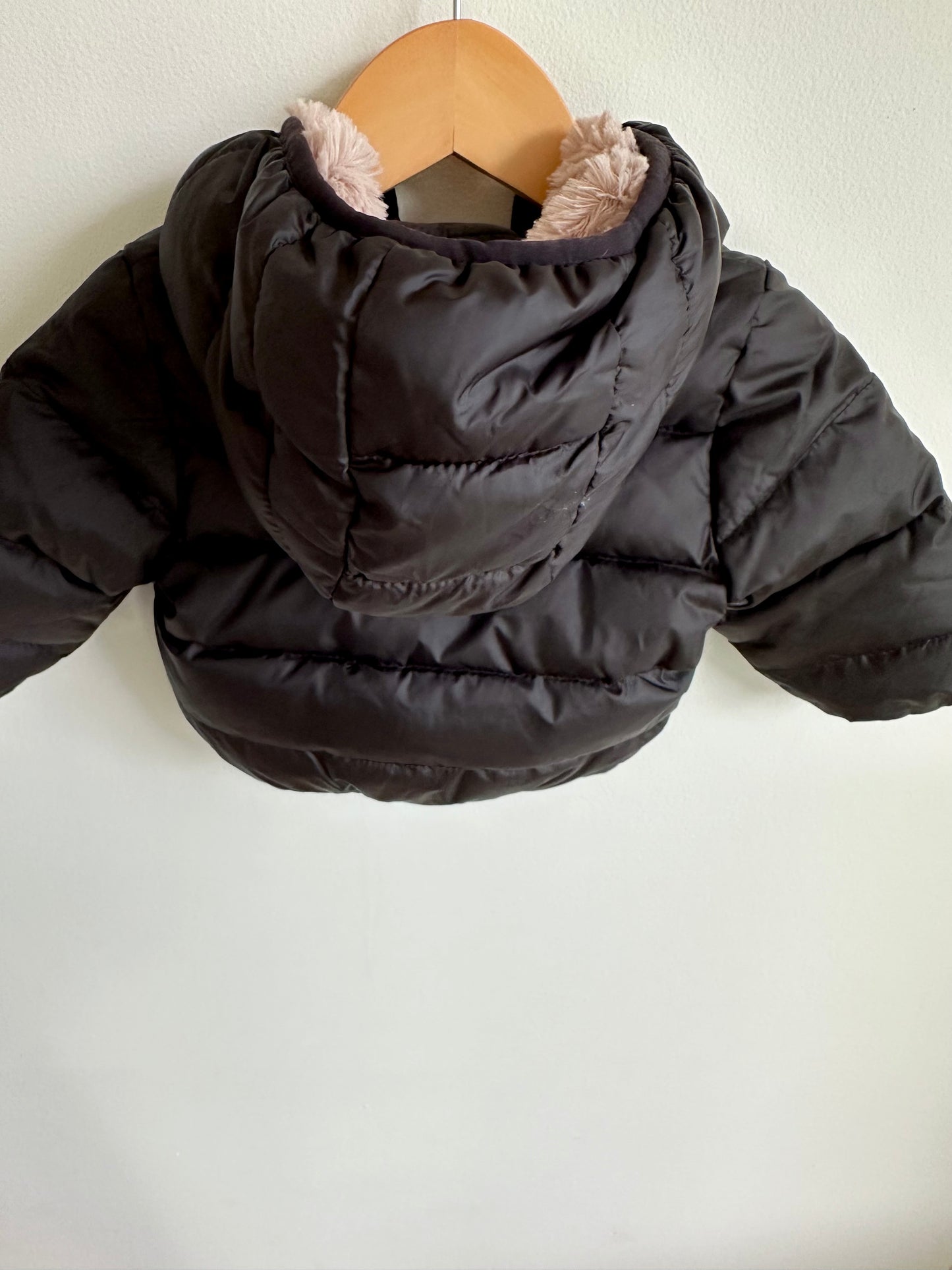 H&M Black Puffer Jacket with Removable Hood / 4-6m